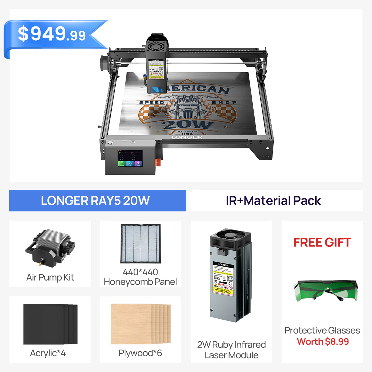 Graveur laser RAY5 20W plus long