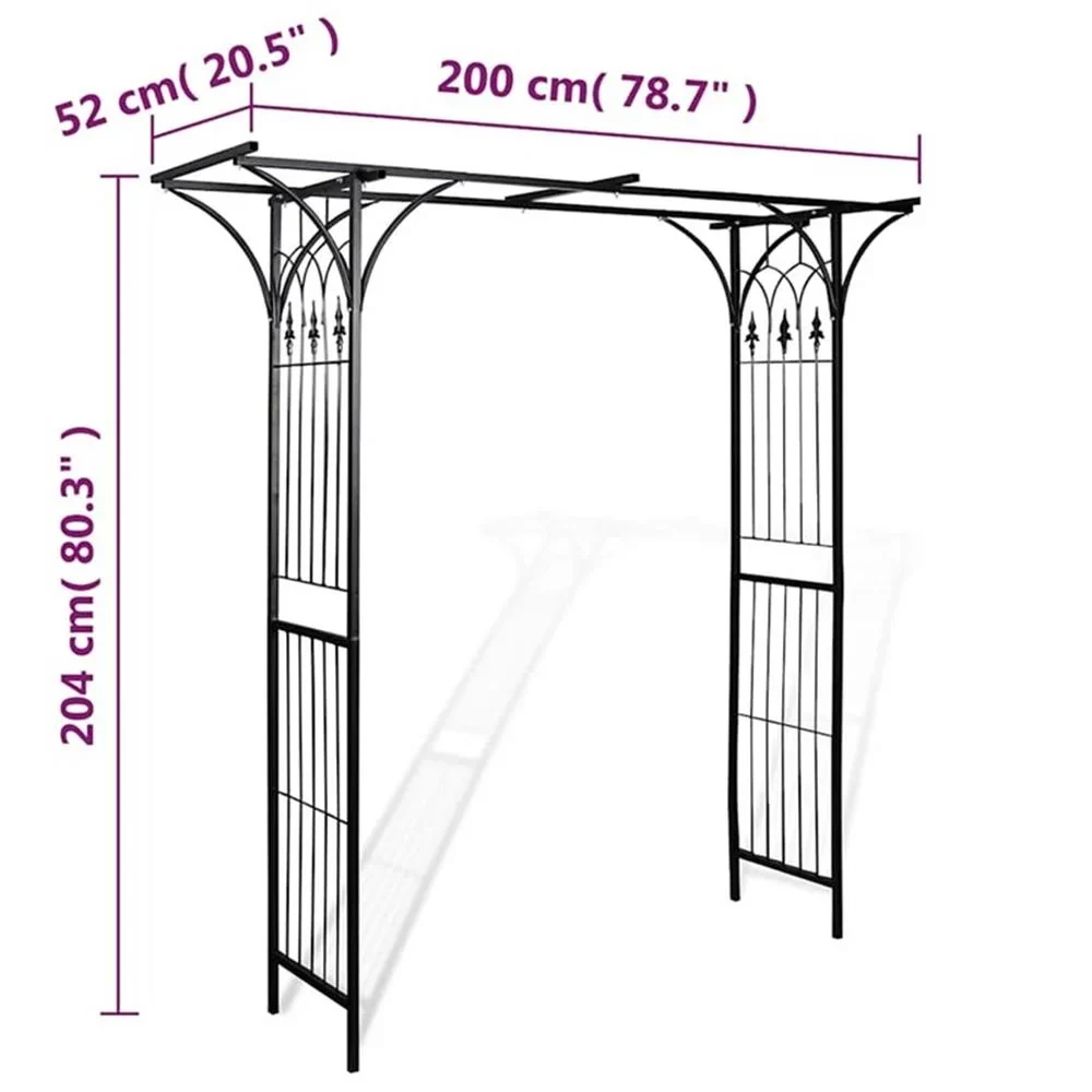 Pemberly Row 78.7 X 20.5 X 80.3 Durable Iron Garden Arch in Black