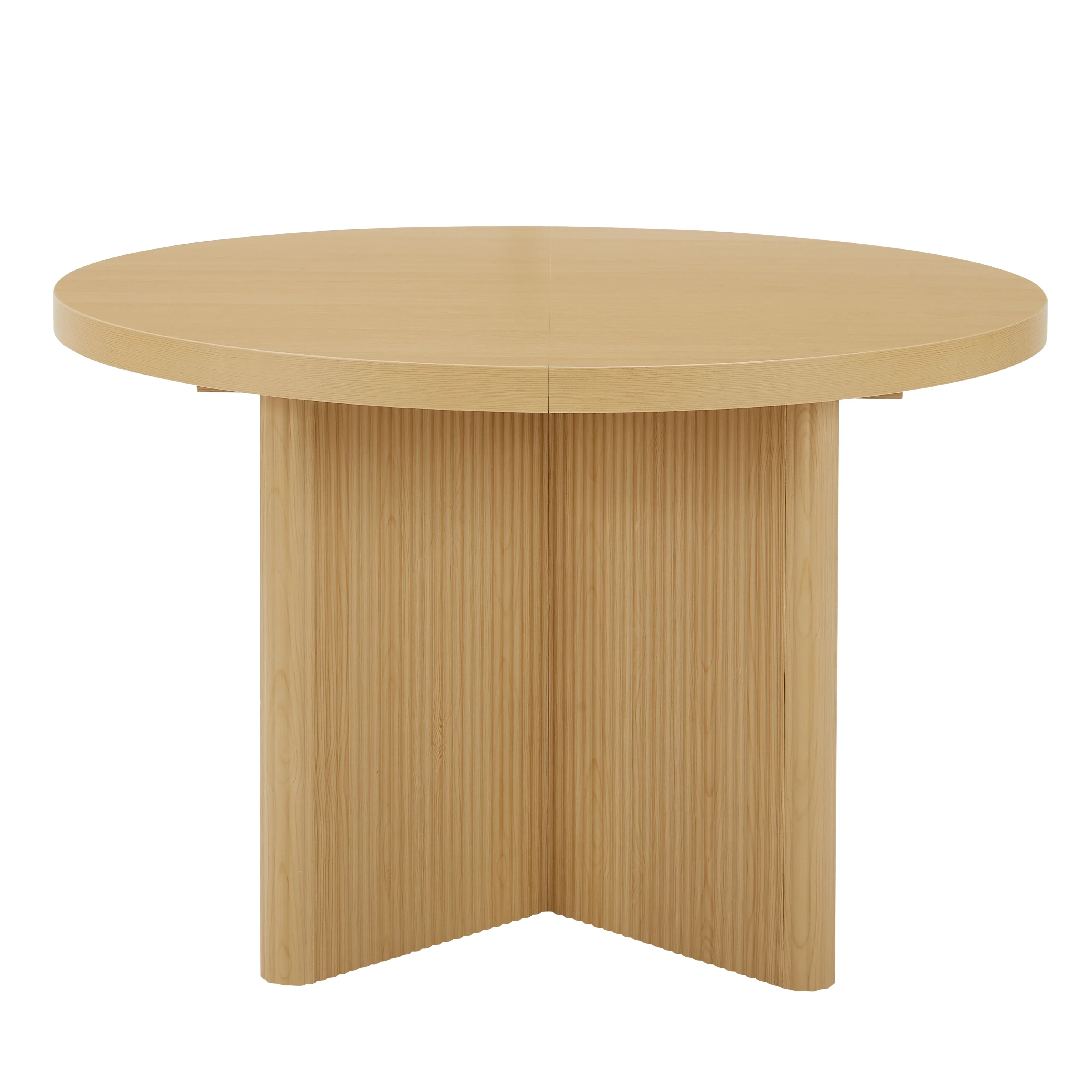 Better Homes & Gardens Lillian Fluted Round Expandable Dining Table for Kitchen, Natural Pine