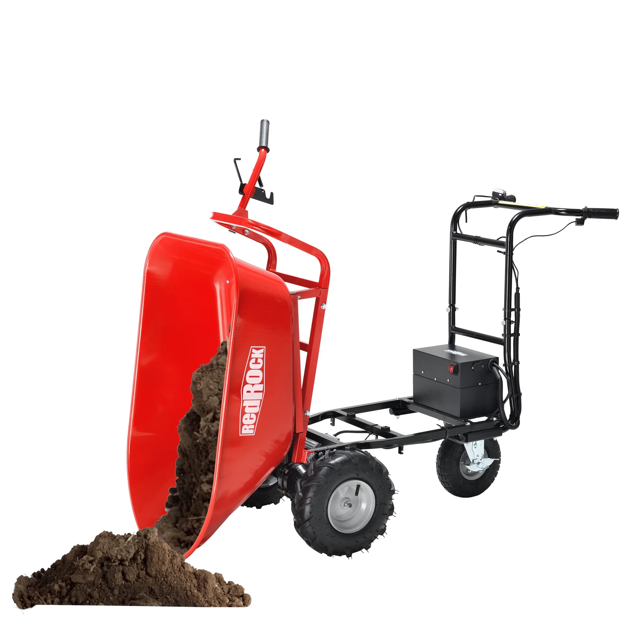 Wheelbarrow Utility Cart Electric Powered Cart 48V28Ah 500W Capacity 500lbs (230kg) Material Debris Hauler 1000lbs Towing - Image 9