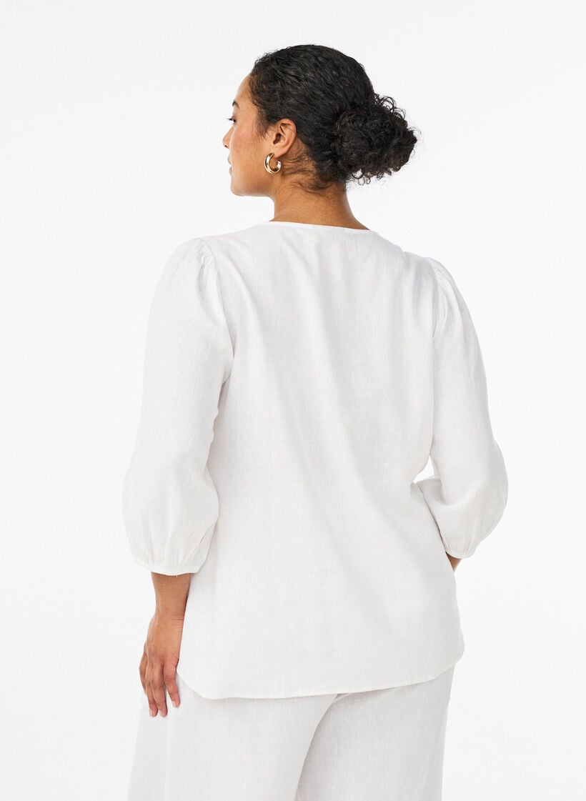 Zizzi Shirt blouse in linen and viscose with 3/4-sleeves