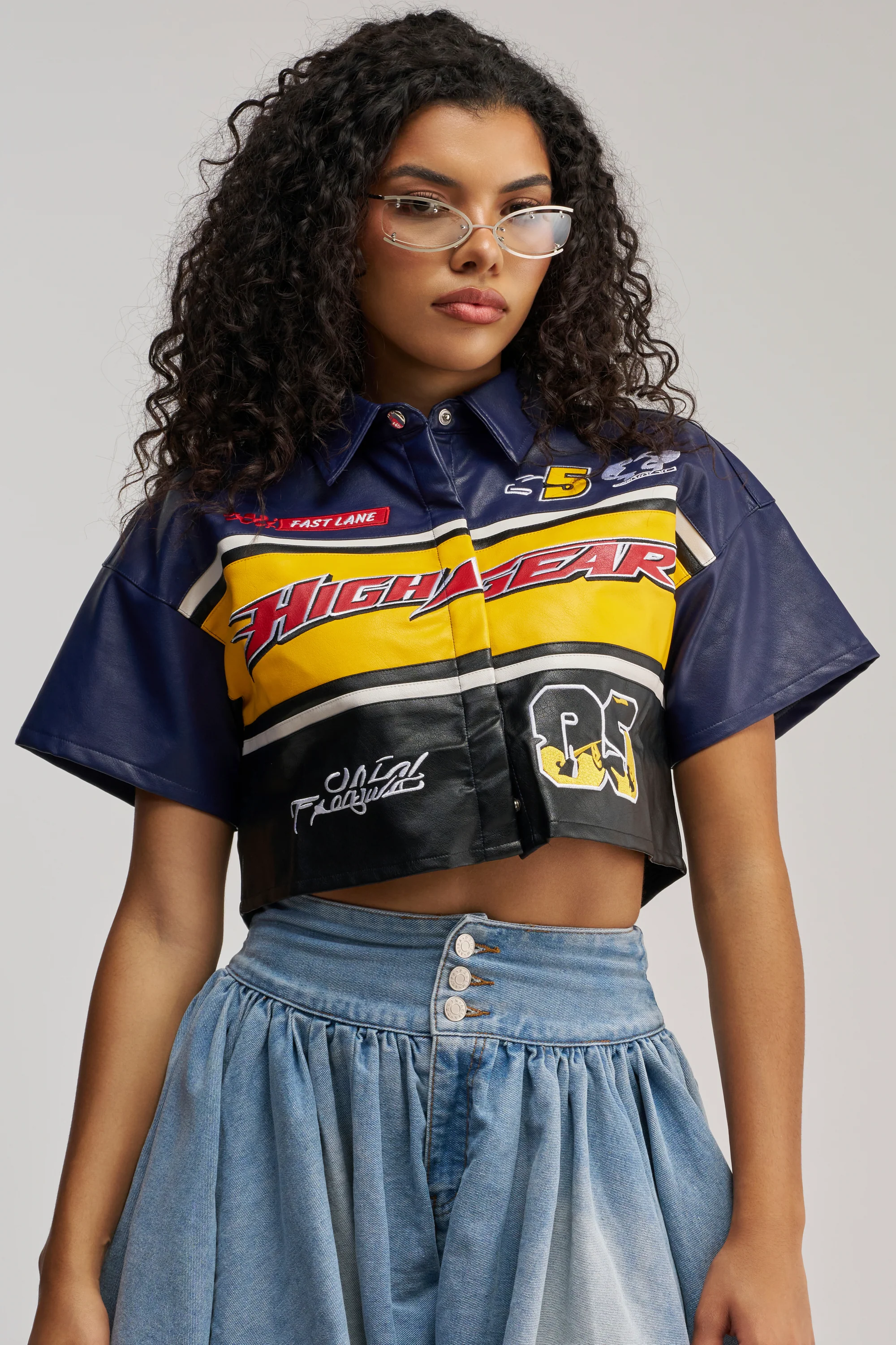 HIGH GEAR FAUX LEATHER SHORT SLEEVE BUTTON DOWN - Akira Store