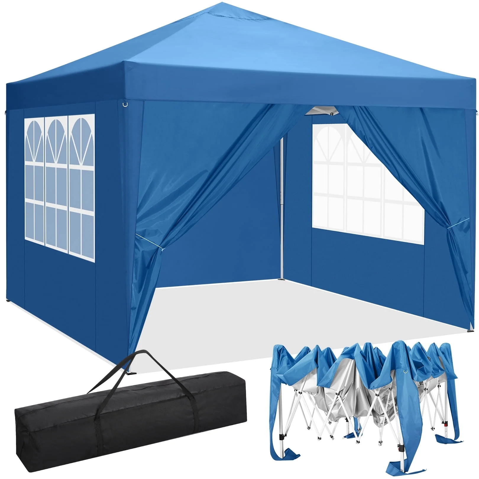 SANOPY 10x10 FT Pop up Canopy Tent Anti - UV Waterproof Outdoor Instant Party Wedding Backyard Canopy Tent Shade Shelter for Beach Party Commercial Booth Gazebo, Blue