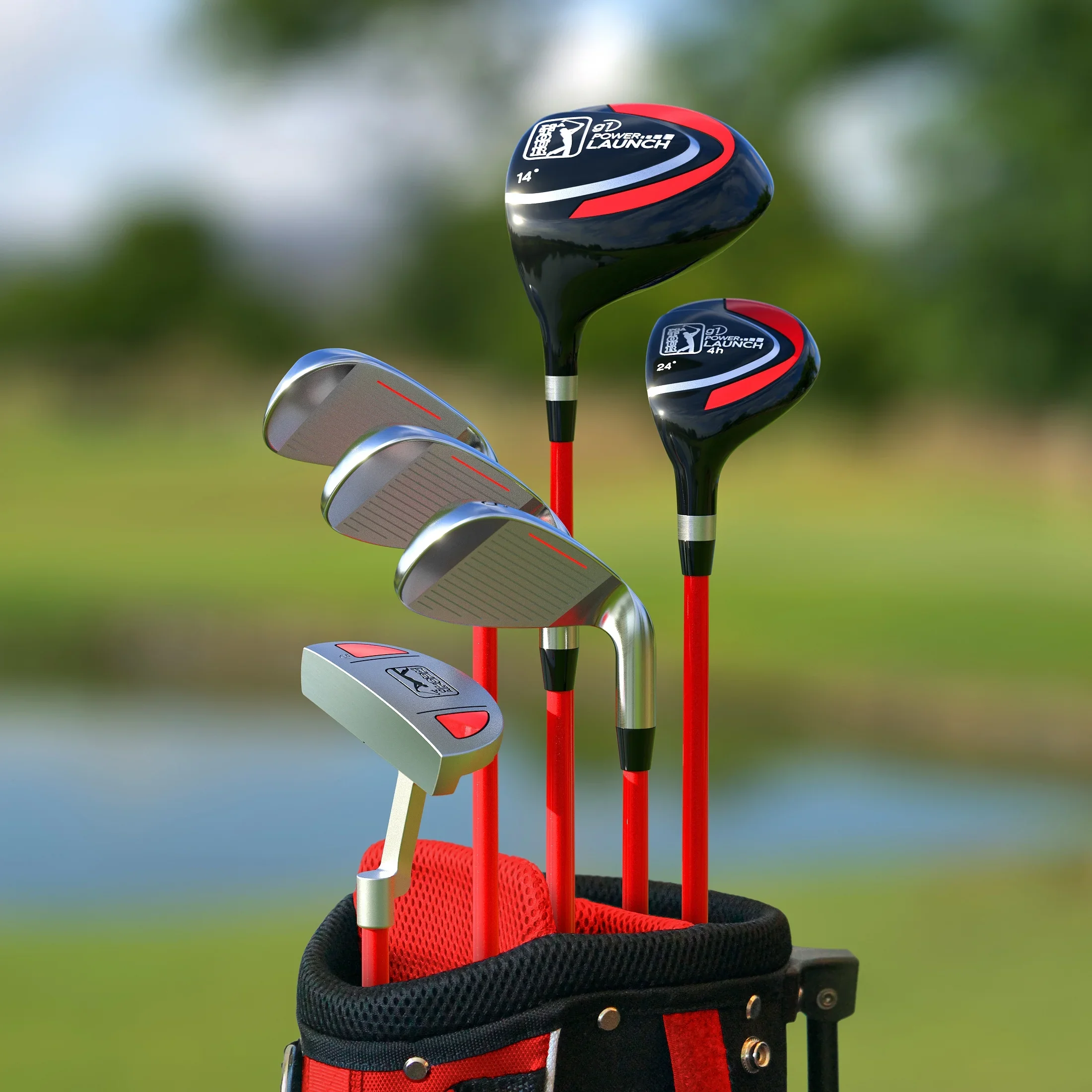 PGA Tour Right-Handed 10 Piece Kids Golf Club Stand Bag Set; Player Height 4'8 - 5'2, Ages 8-12