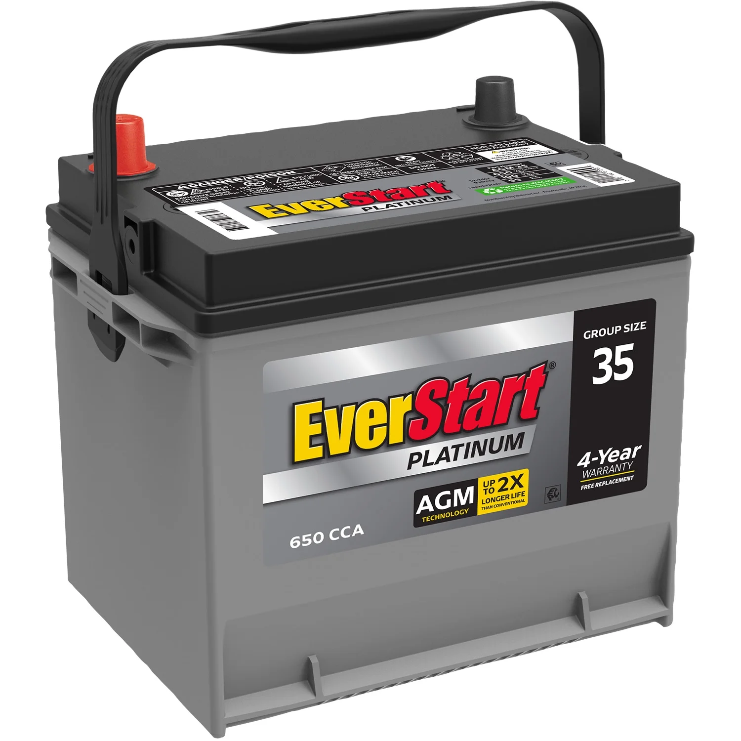 Platinum AGM Automotive Battery, Group Size 35 12 Volt, 650 CCA 100RC with Top Post Epoxy Coated Battery Terminals - Image 2