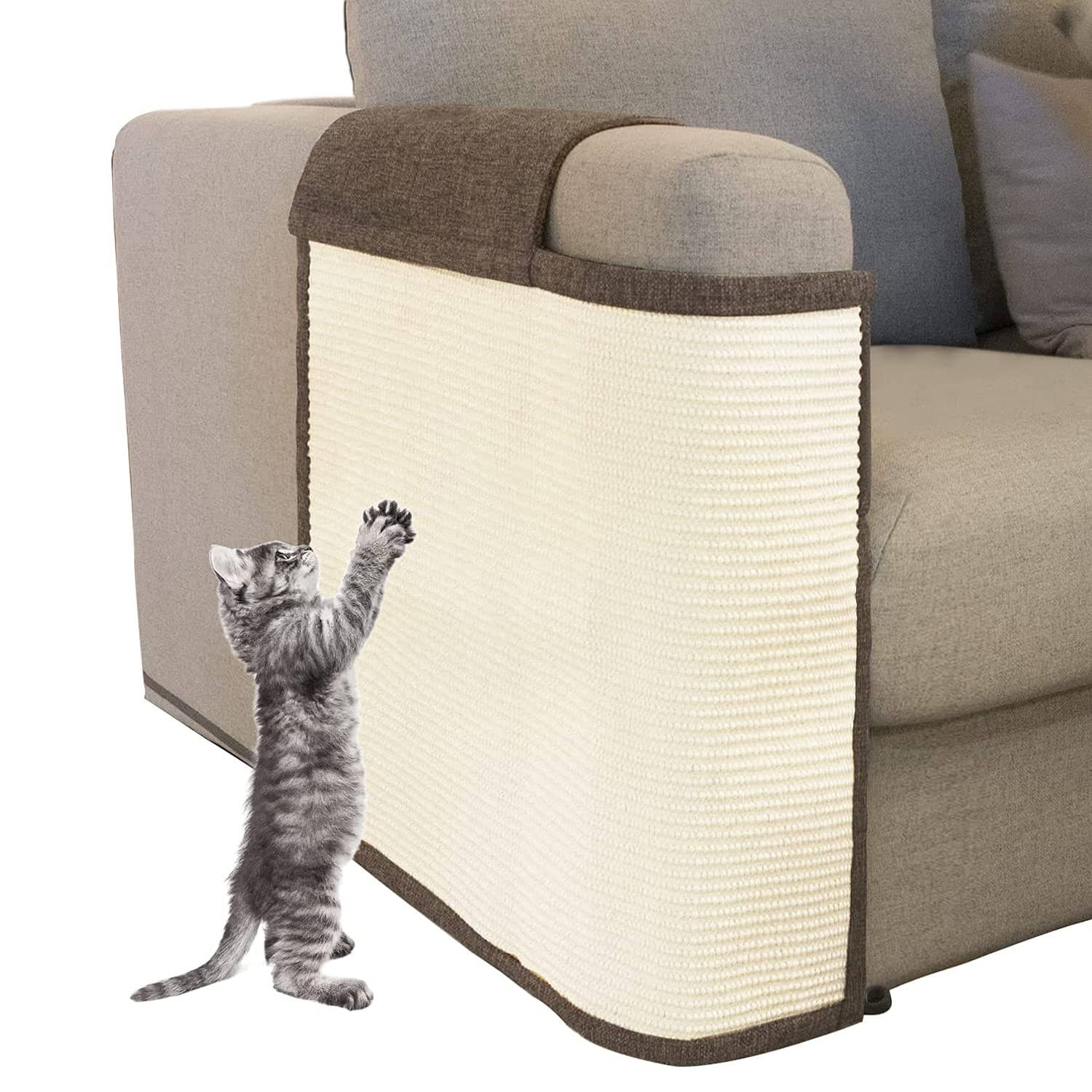 Oroonoko Cat Scratch Couch Protector with Natural Sisal for Protecting Couch Sofa Chair Furniture Brown Color