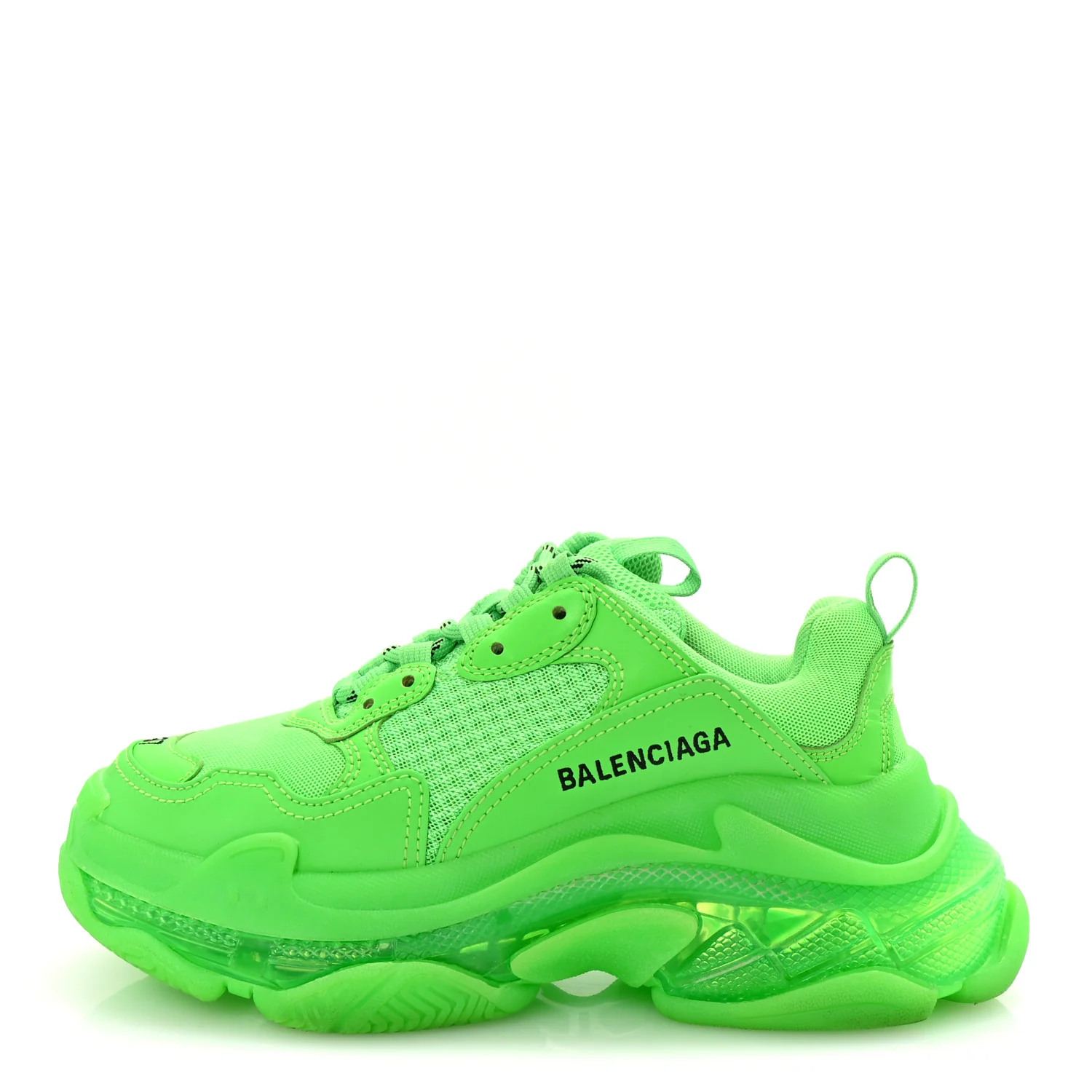 Fabric Mesh Clear Sole Womens Triple S Sneakers 37 Fluo Green