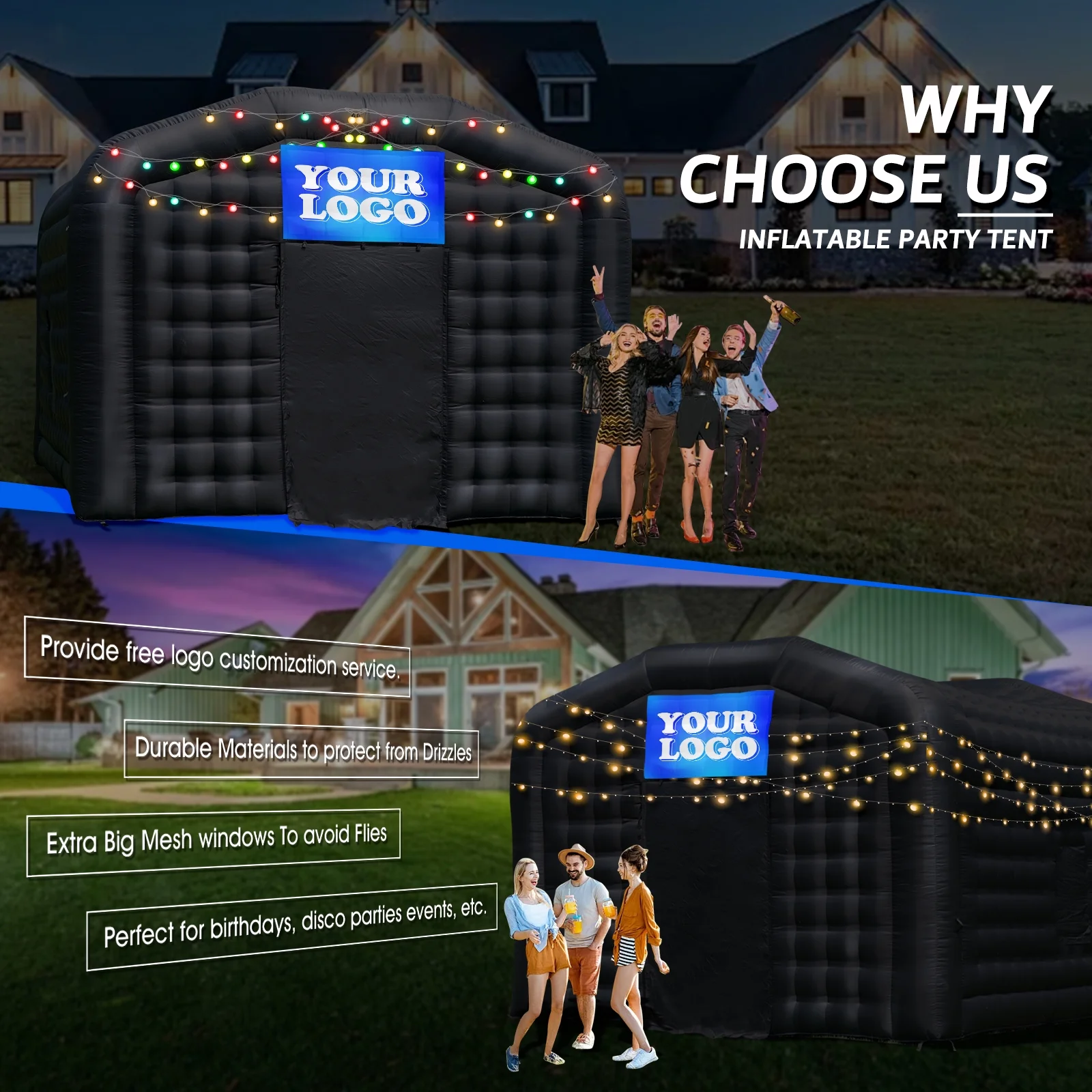 Large Black Inflatable Night Club 18x16x12Ft Party Tent with Logo Area for Wedding Birthday - Image 6