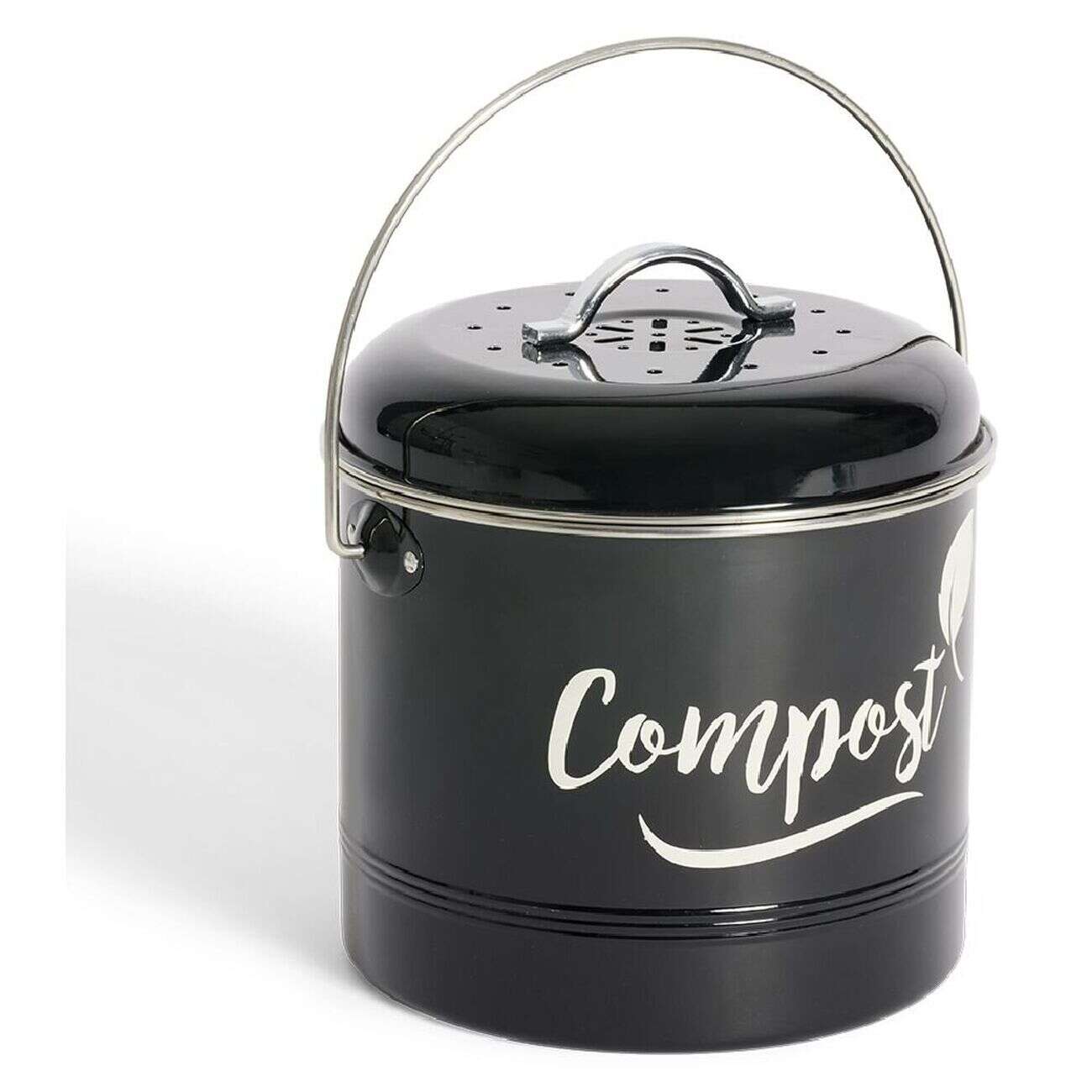 Mini poubelle de cuisine compost noir Ø18xH21cm
