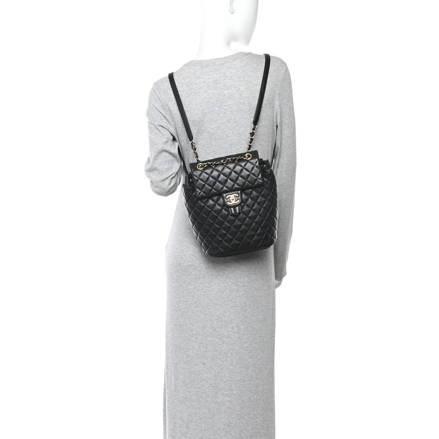 Lambskin Quilted Small Urban Spirit Backpack Black