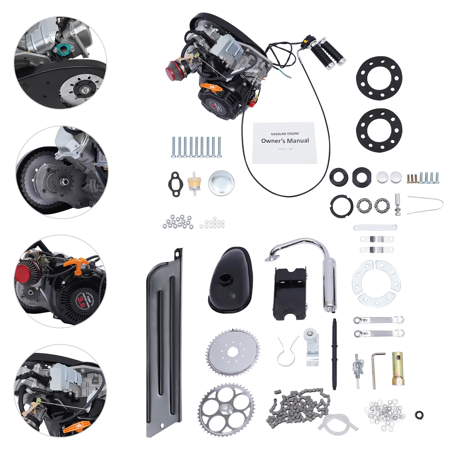 Full Set 100CC 4-Stroke Bicycle Engine Kit Gas Motorized Motor Bike Modified Engine Conversion Kit Chain Drive 3HP 3600Rpm - Image 8