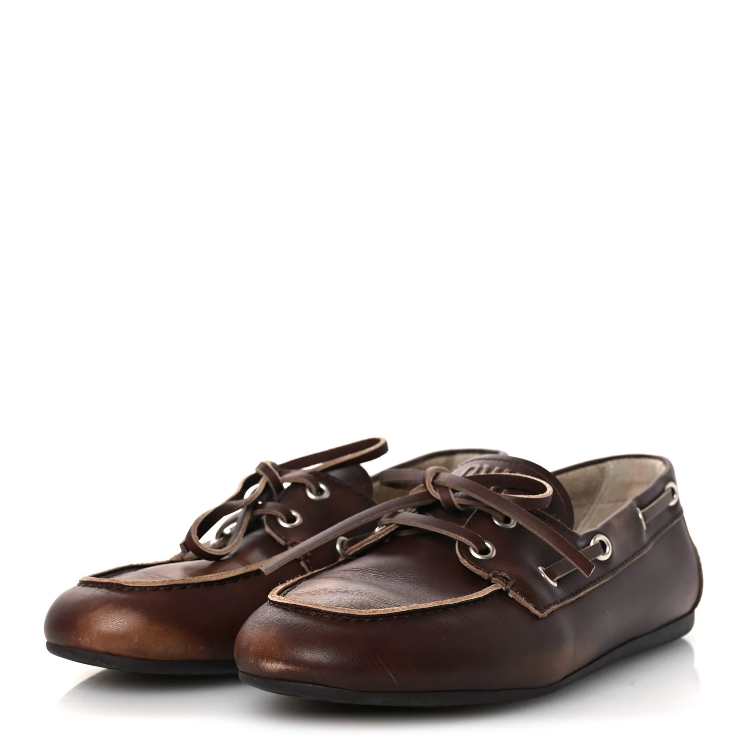Vitello Deco Boat Loafers 38 Sienna