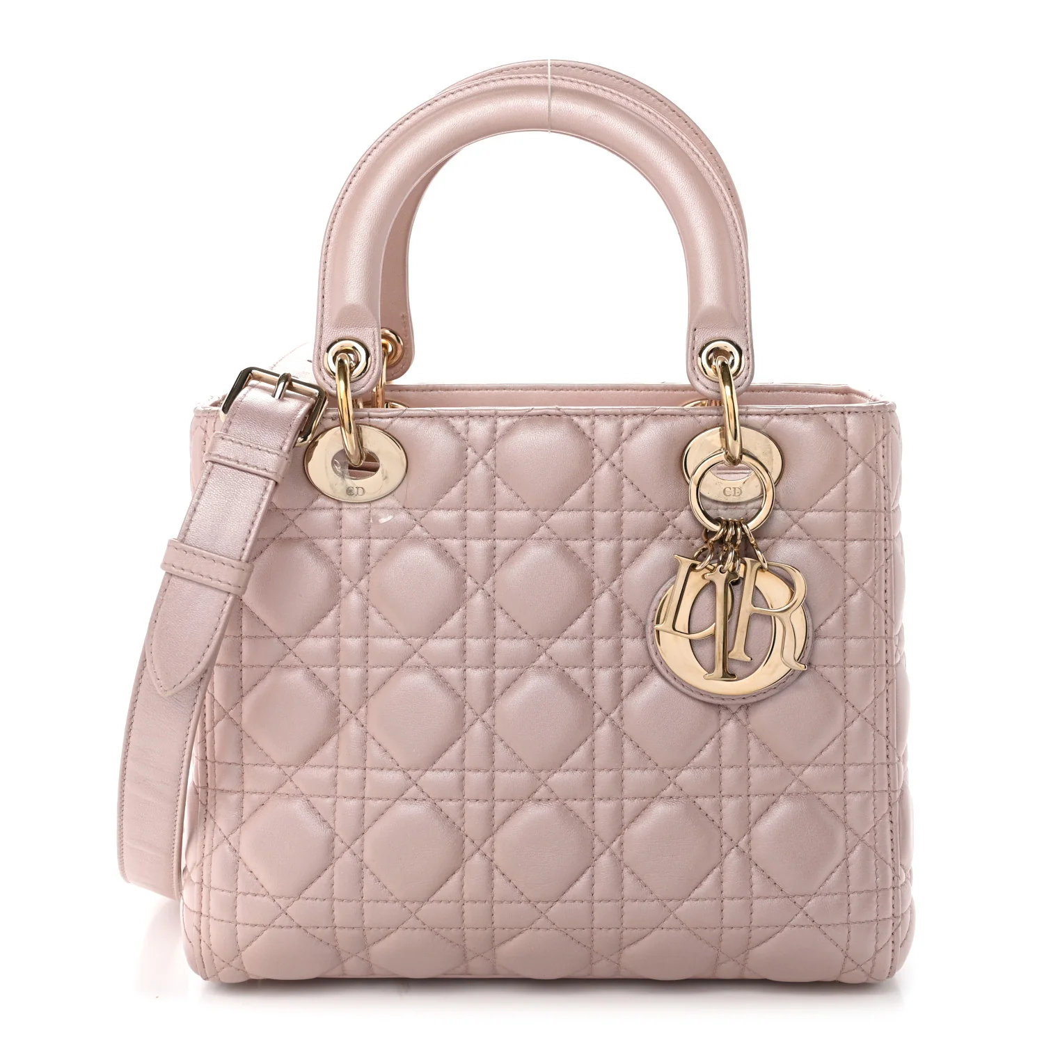 Pearly Lambskin Cannage Medium Lady Dior Lotus