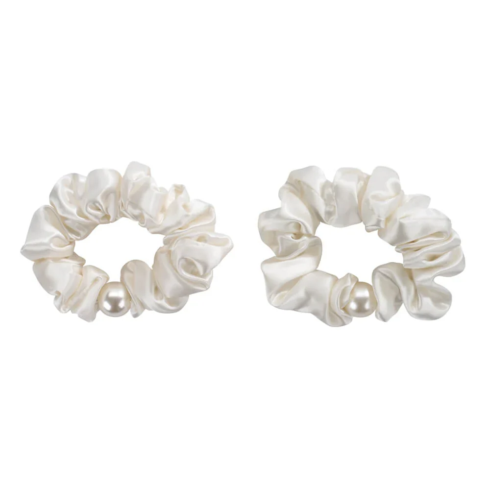 Blissy Pearl Scrunchies - White