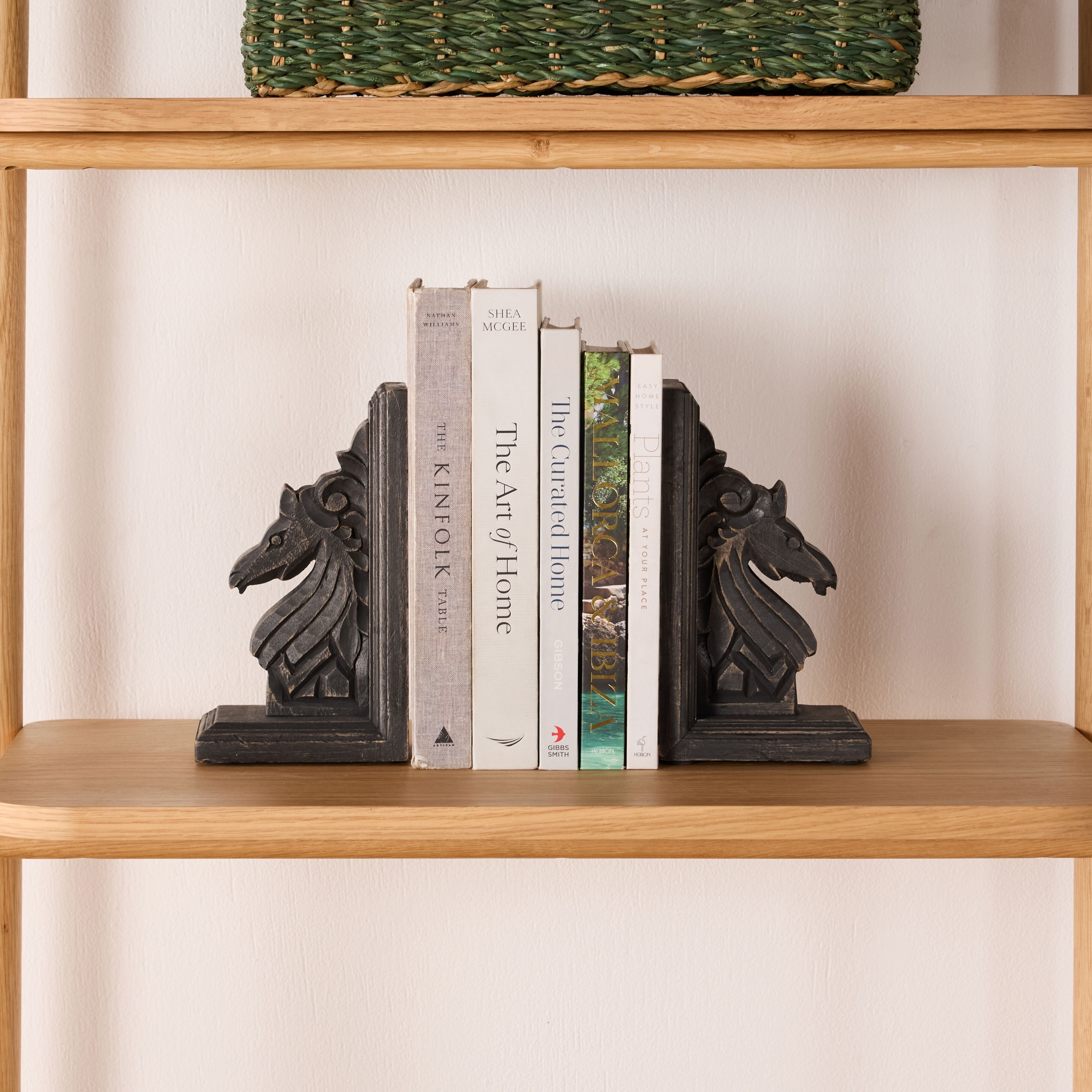 Midnight Stallion Wooden Bookends