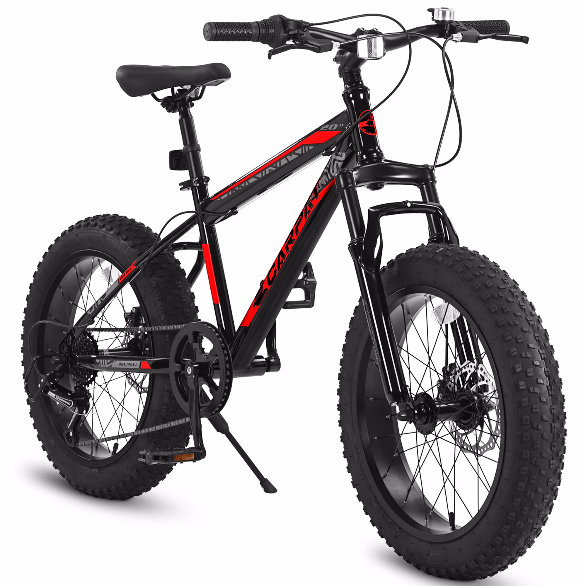 UPANBIKE 20 Inch Fat Tire Mountain Bike 4'' Wide Wheels 7-Speed Dual Disc Brakes High Carbon Steel Frame Front Suspension Snow Beach Trail Bike for Men & Women