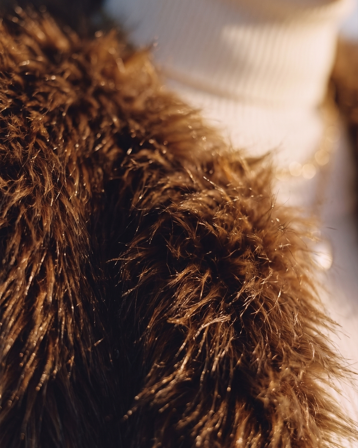 Close-up of soft brown Stanetco faux fur texture