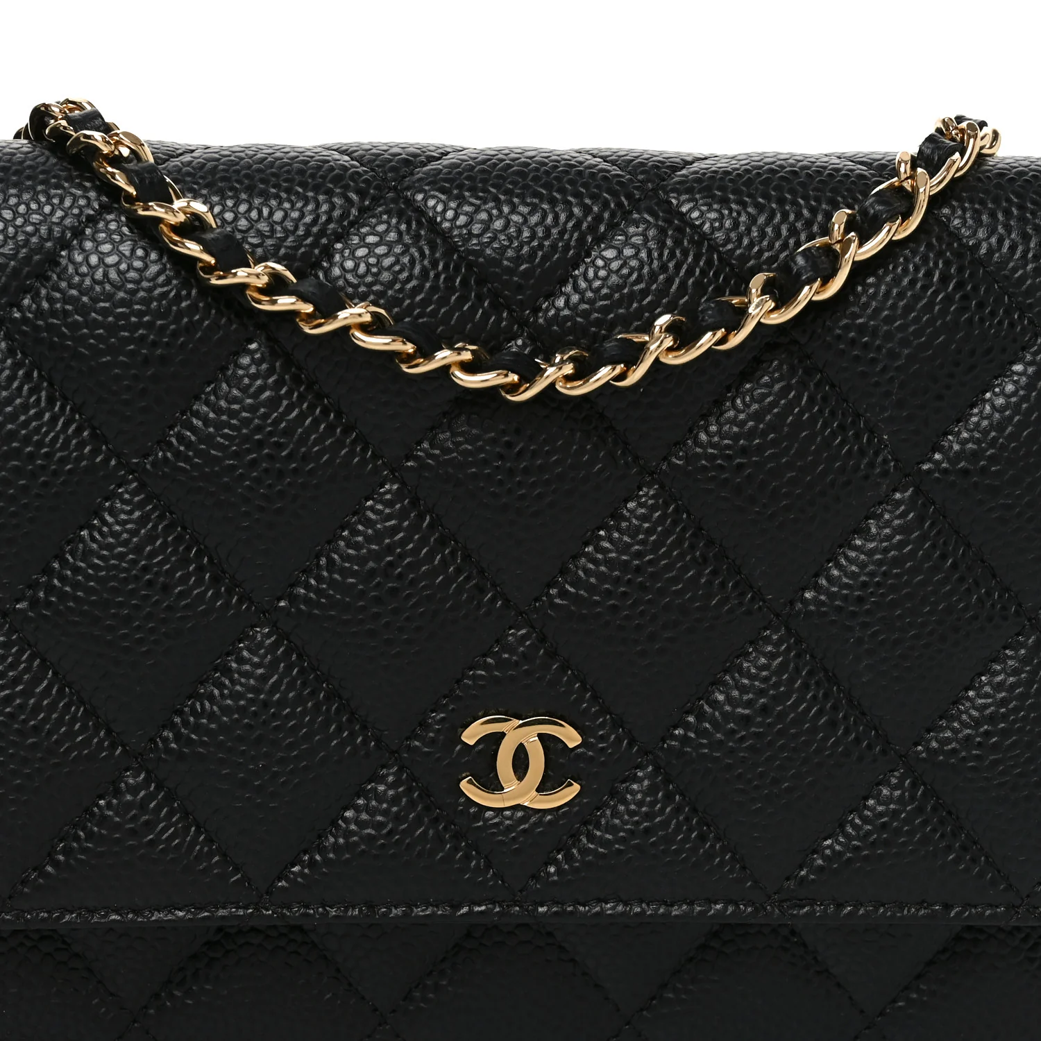 Caviar Quilted Wallet on Chain WOC Black