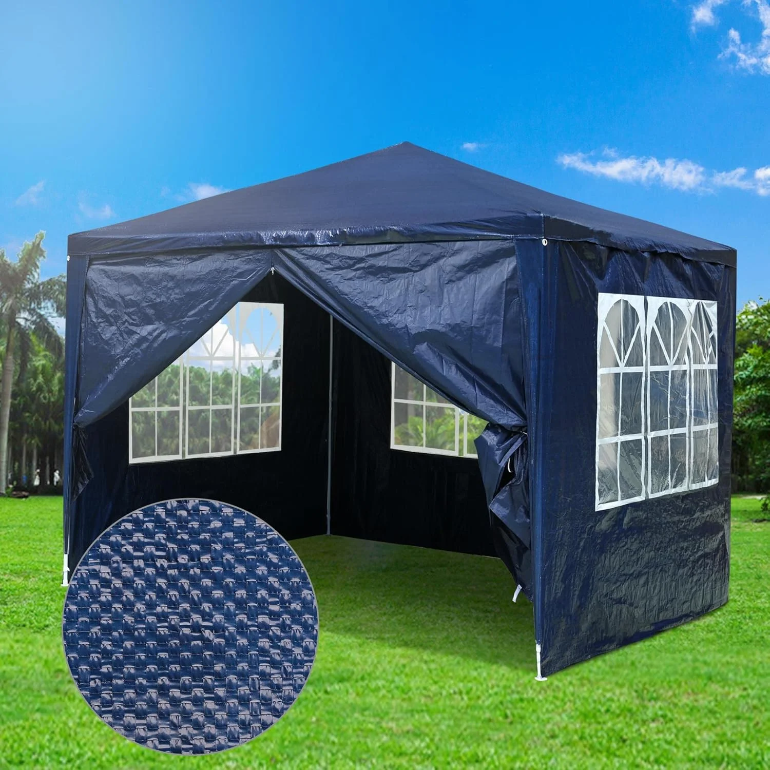 10' x 10' Outdoor Wedding Party Tent 4 Sidewalls, Blue(Blue)