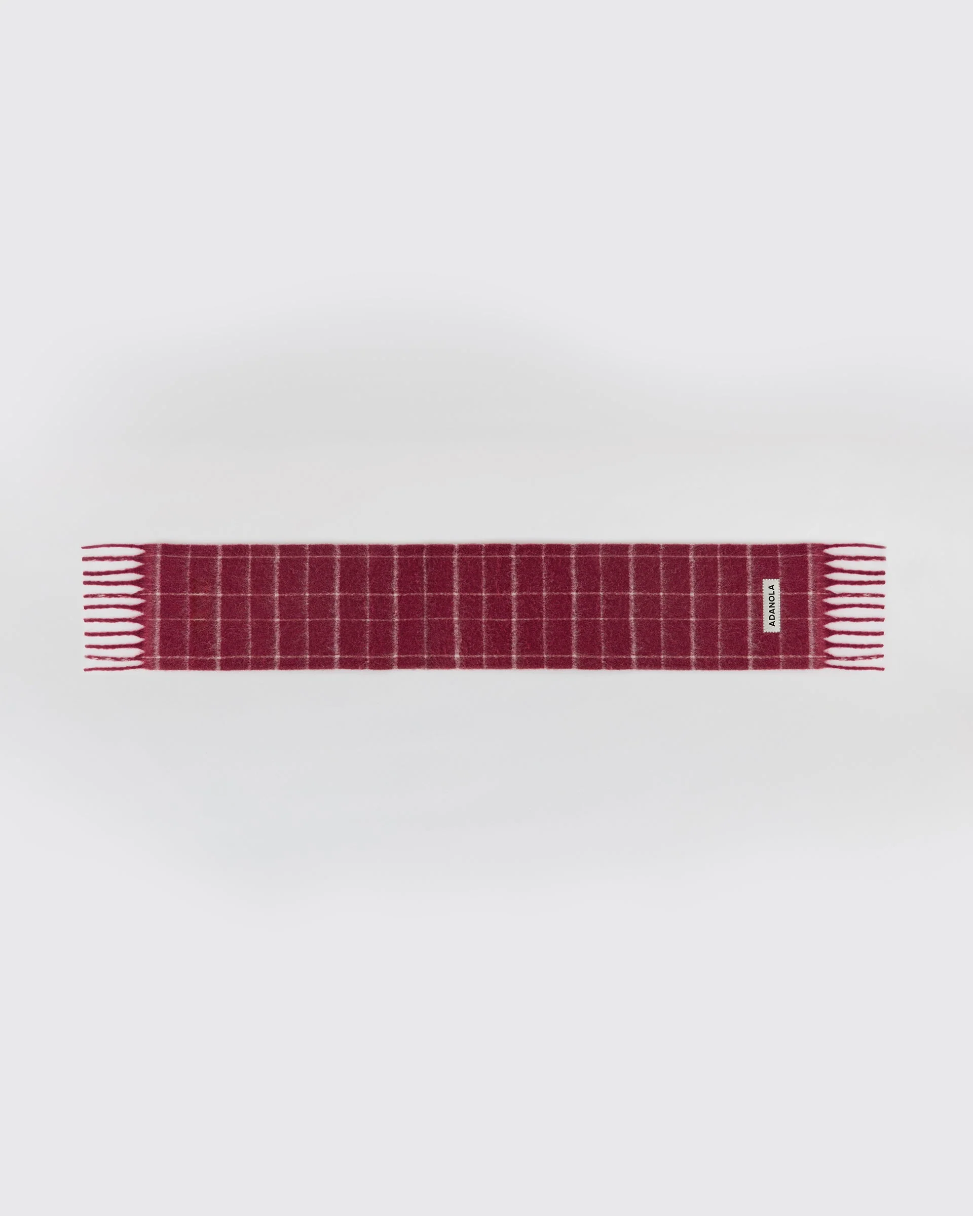 Brushed Checked Scarf - Berry Red