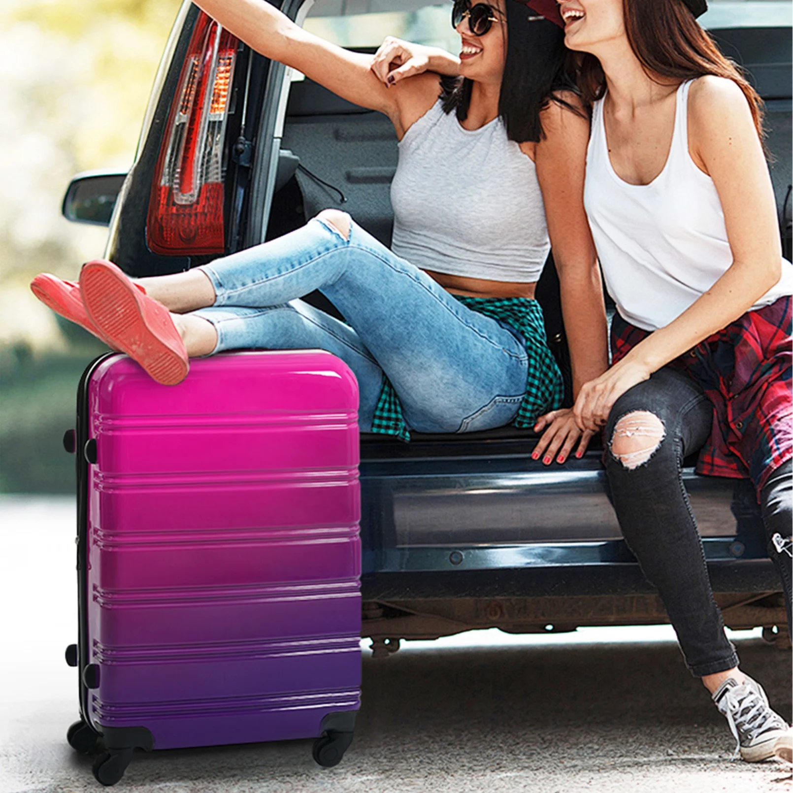 3 Piece Luggage Sets, Hard Shell Suitcase 20/24/28 Inches with TSA Lock and Spinner Wheels, Expandable Lightweight Travel Luggage for Men Women, Multicolor purple(Multicolor purple) - Image 2
