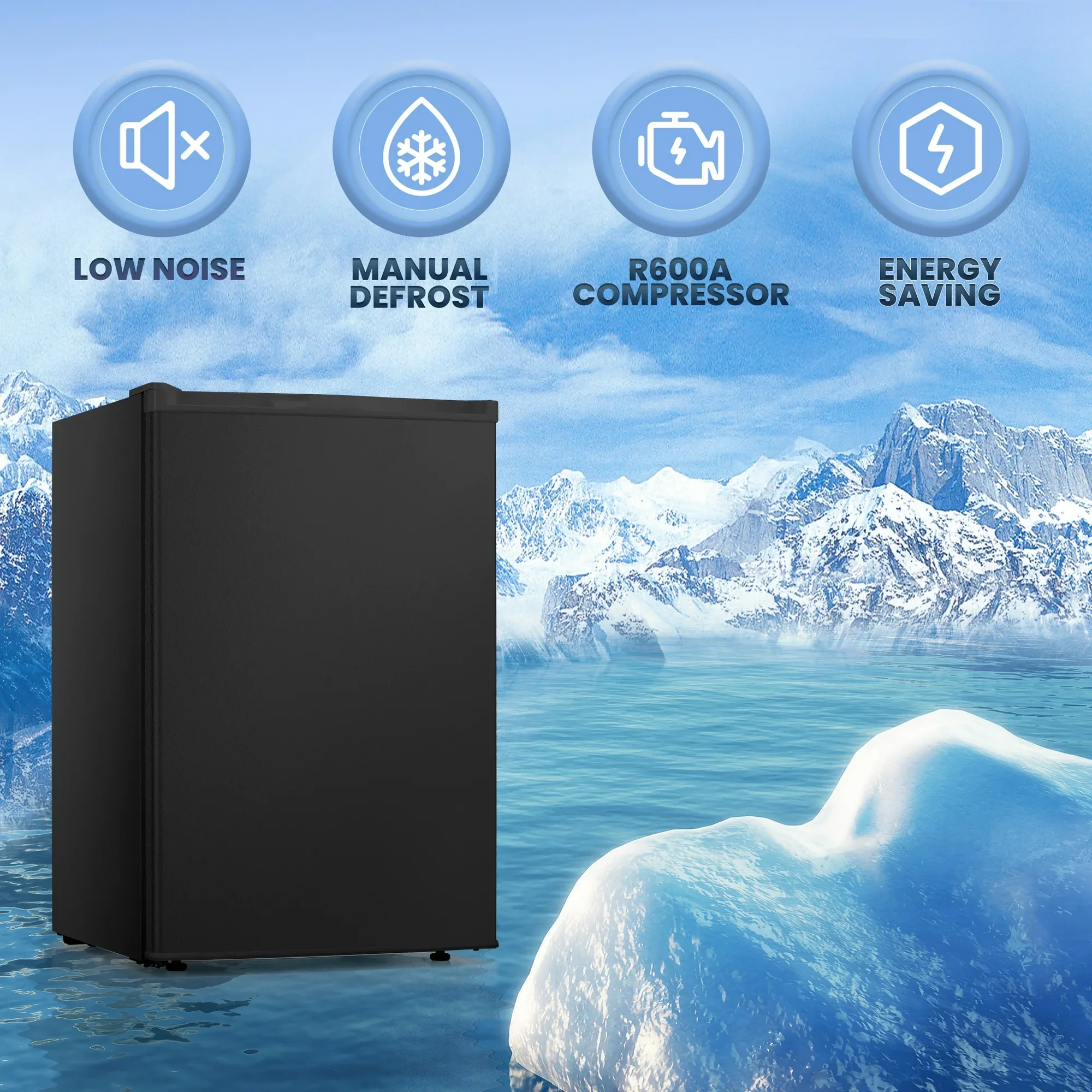 Upright Freezer, Energy Saving 3.0 Cu.ft Single Door Compact Upright Freezer with Reversible Door(Black)(Black) - Image 9