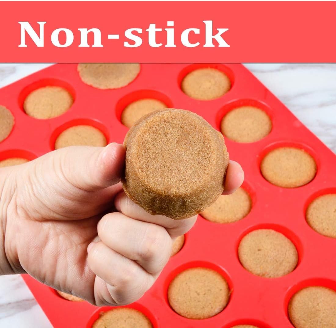 CAKETIME Silicone Muffin Pan Mini 24 Cups, 1 Pack Cupcake Pan, BPA Free