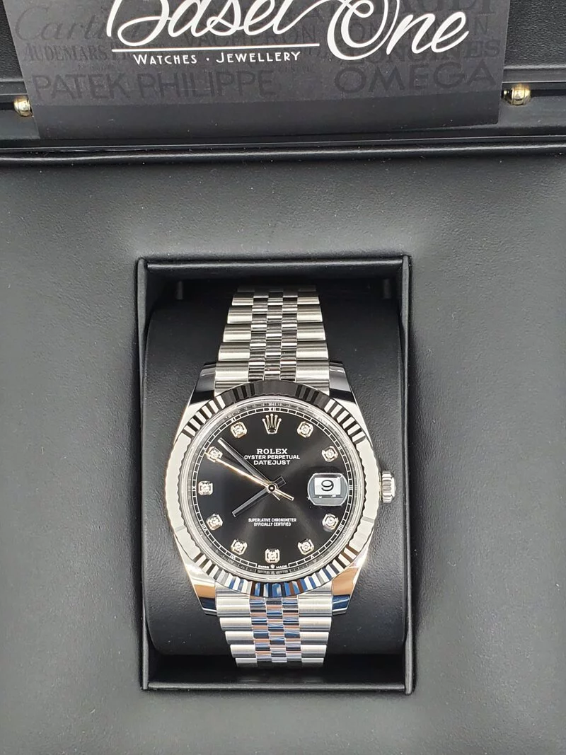 Rolex Datejust 41mm Black Diamond Dial Fluted Bezel 126334