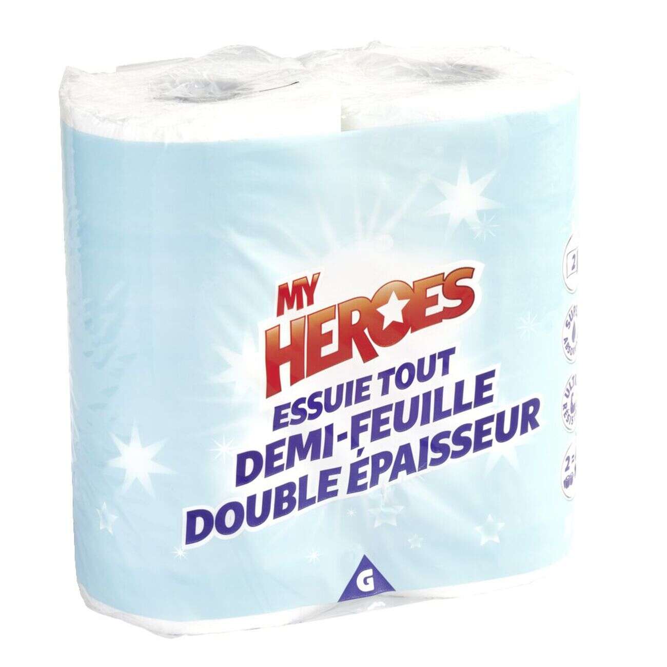 Essuie tout demi-feuille double épaisseur x 2