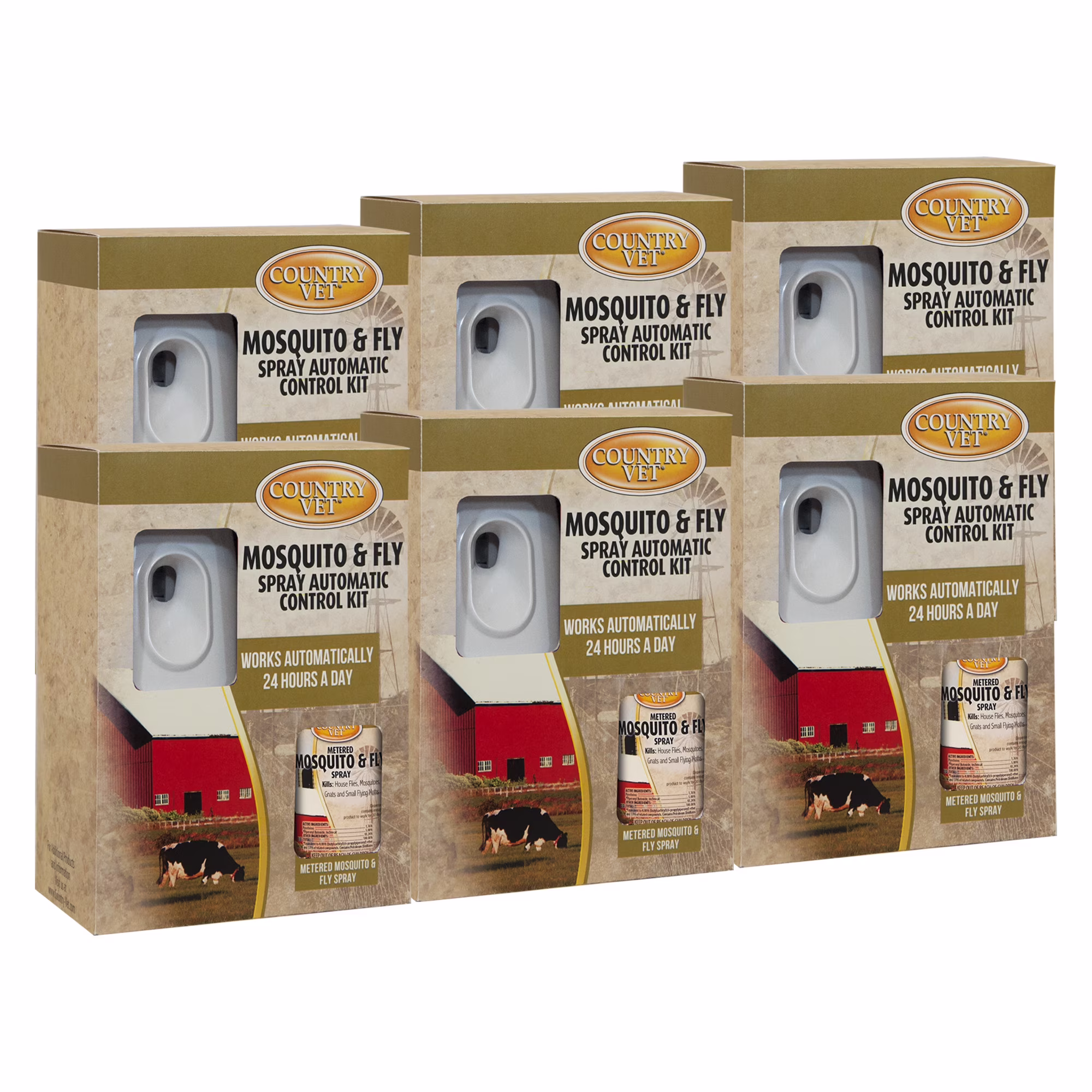 Country Vet Mosquito & Fly Spray Automatic Control Kit - 6.9 oz (Case of 6) - 321962CVA - WORKS AUTOMATICALLY 24 HOURS A DAY