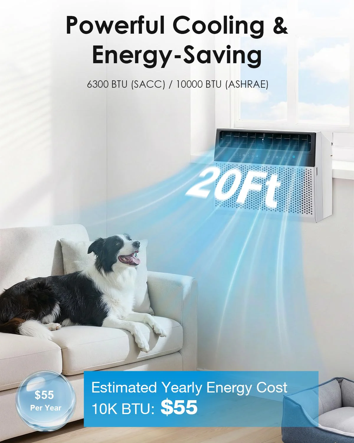 AECOJOY 10000 BTU Window Air Conditioner, Energy-Saving Window AC Unit, Cools up to 250 Sq. Ft.