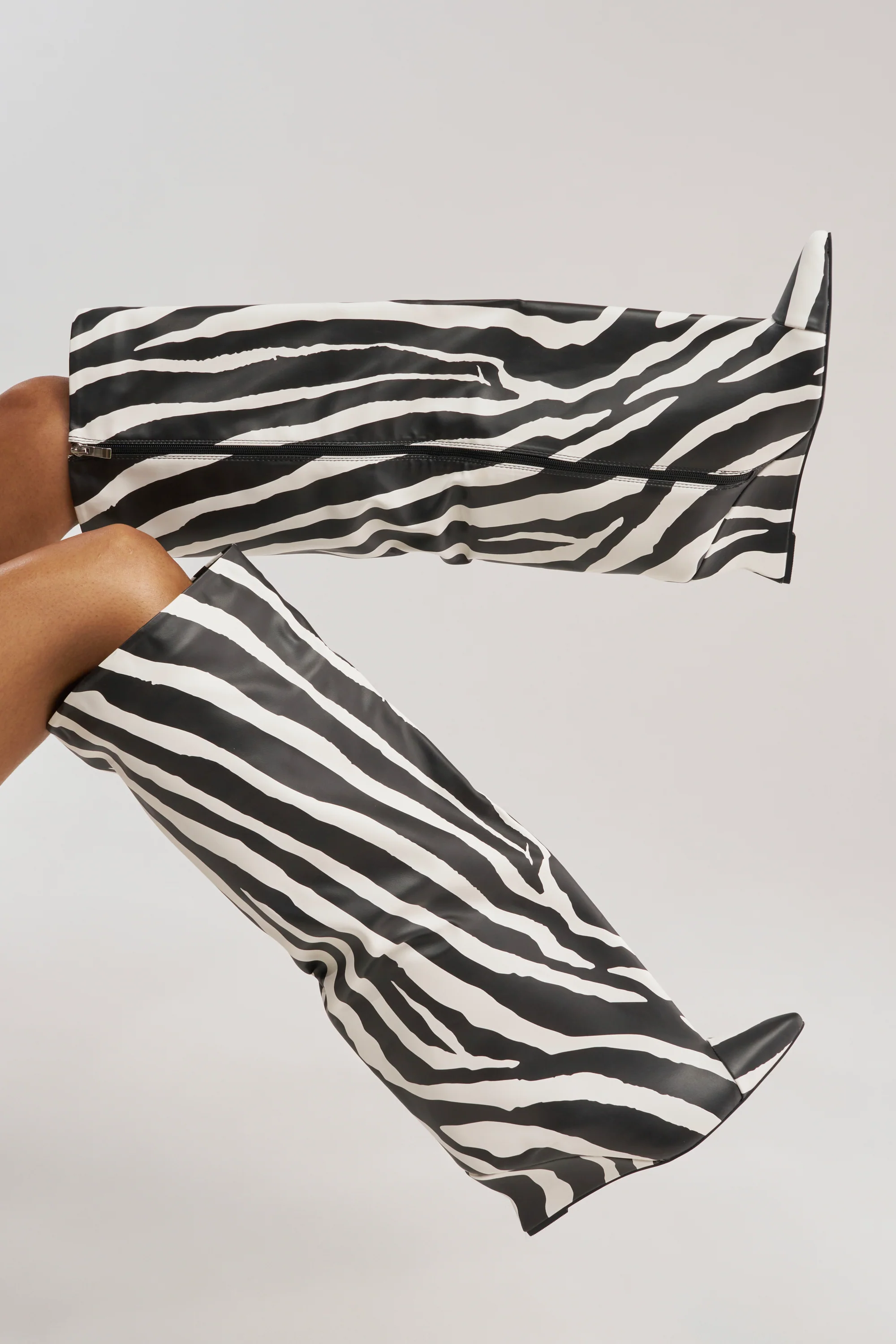 AZALEA WANG KENYA ZEBRA KNEE HIGH WEDGE BOOT - Akira Store