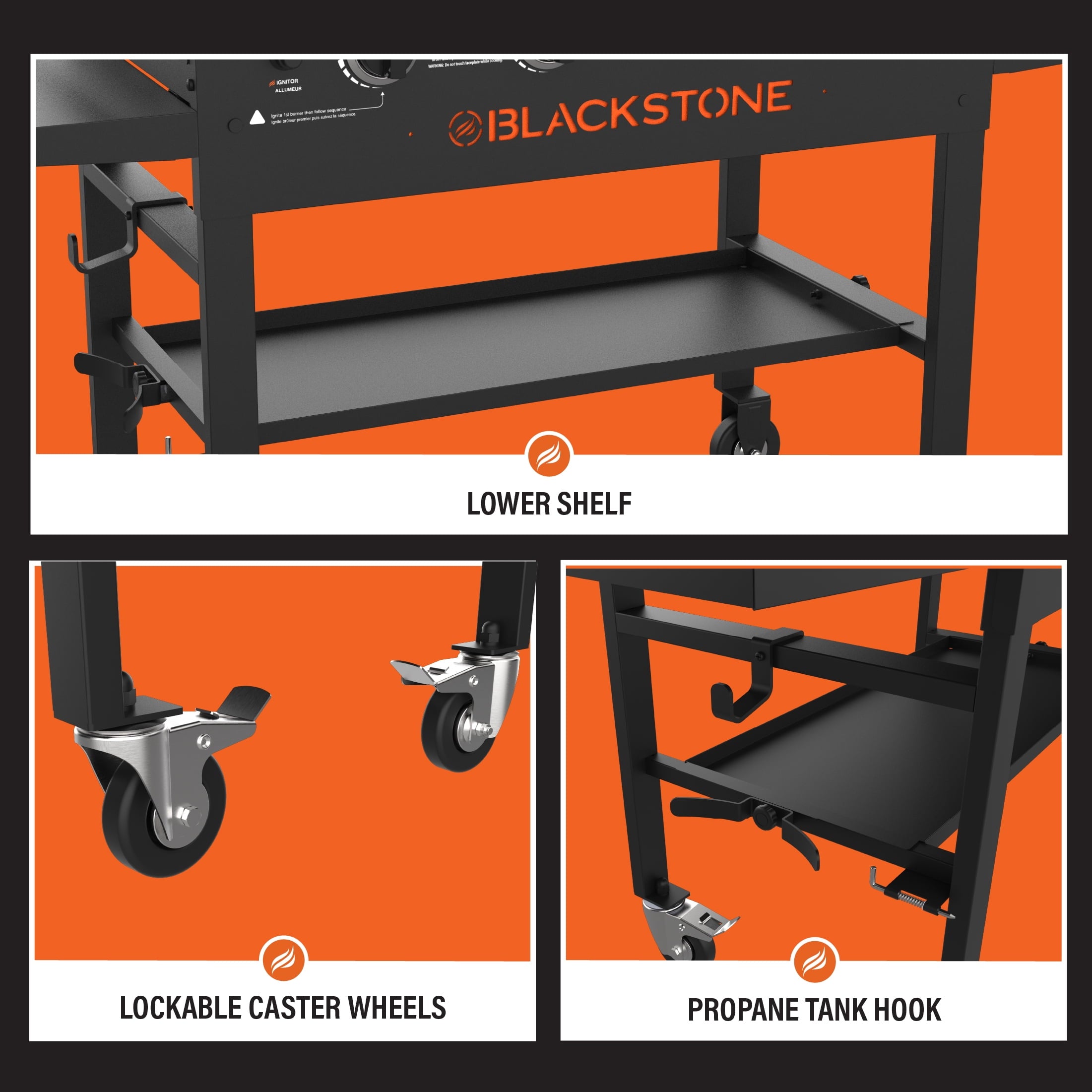 4-Burner 36 Griddle Cooking Station with Side Shelves