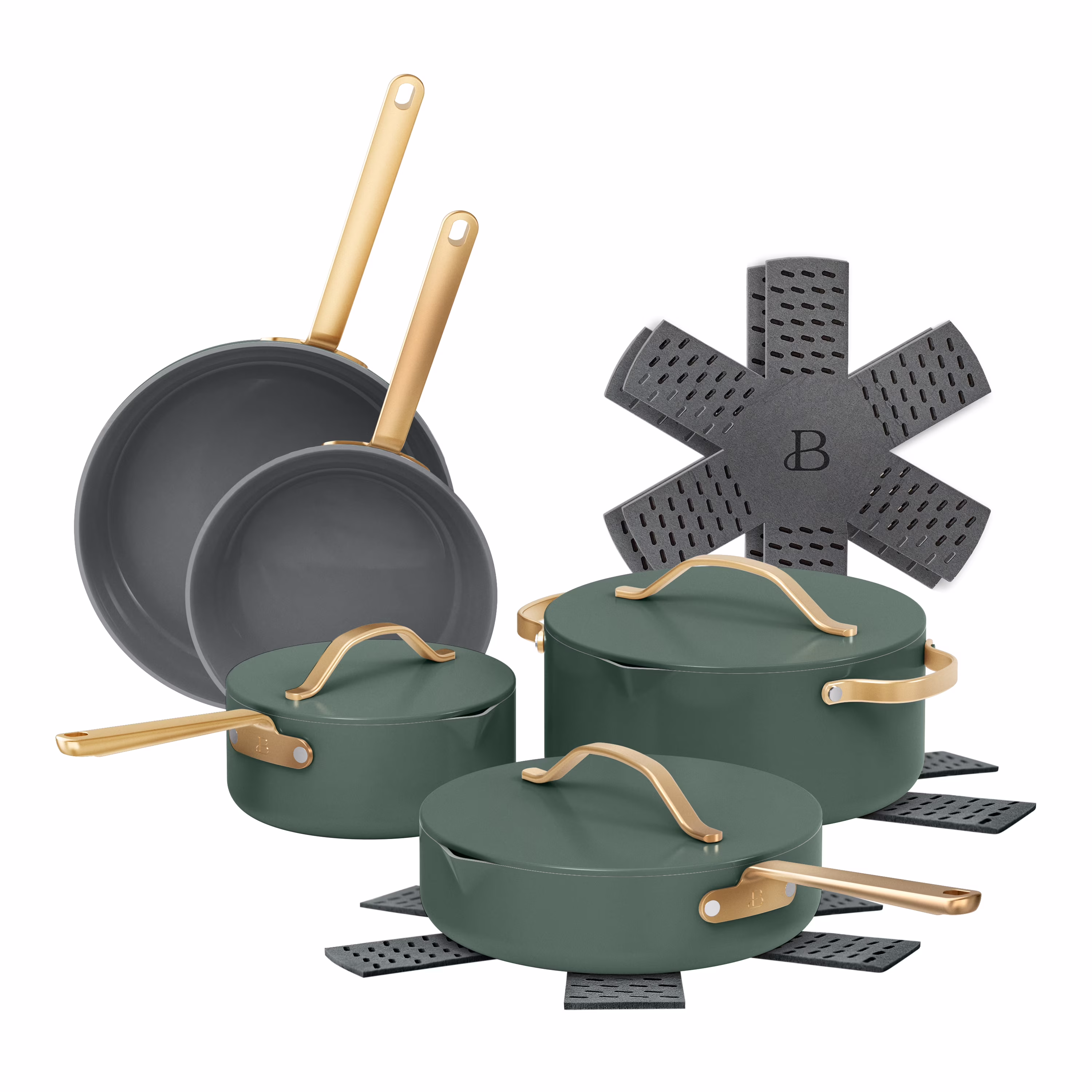 12pc Ceramic Non-Stick Cookware Set with Strainer Lids, White Icing by (White Icing) - Image 9
