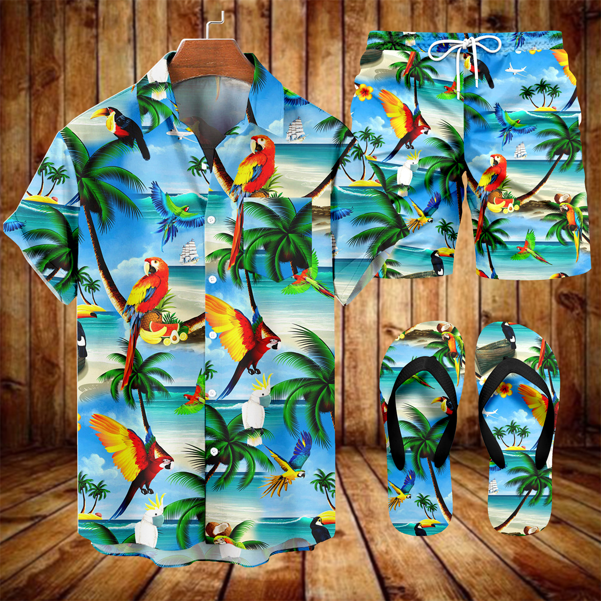 Ensemble trois pièces Suitmens pour homme, imprimé vacances hawaïennes, motif tiki, référence 030