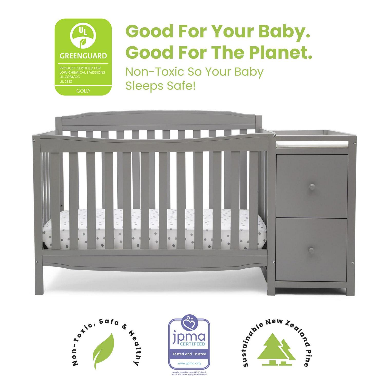 Mason 6-in-1 Convertible Crib and Changer. Gray - Image 3