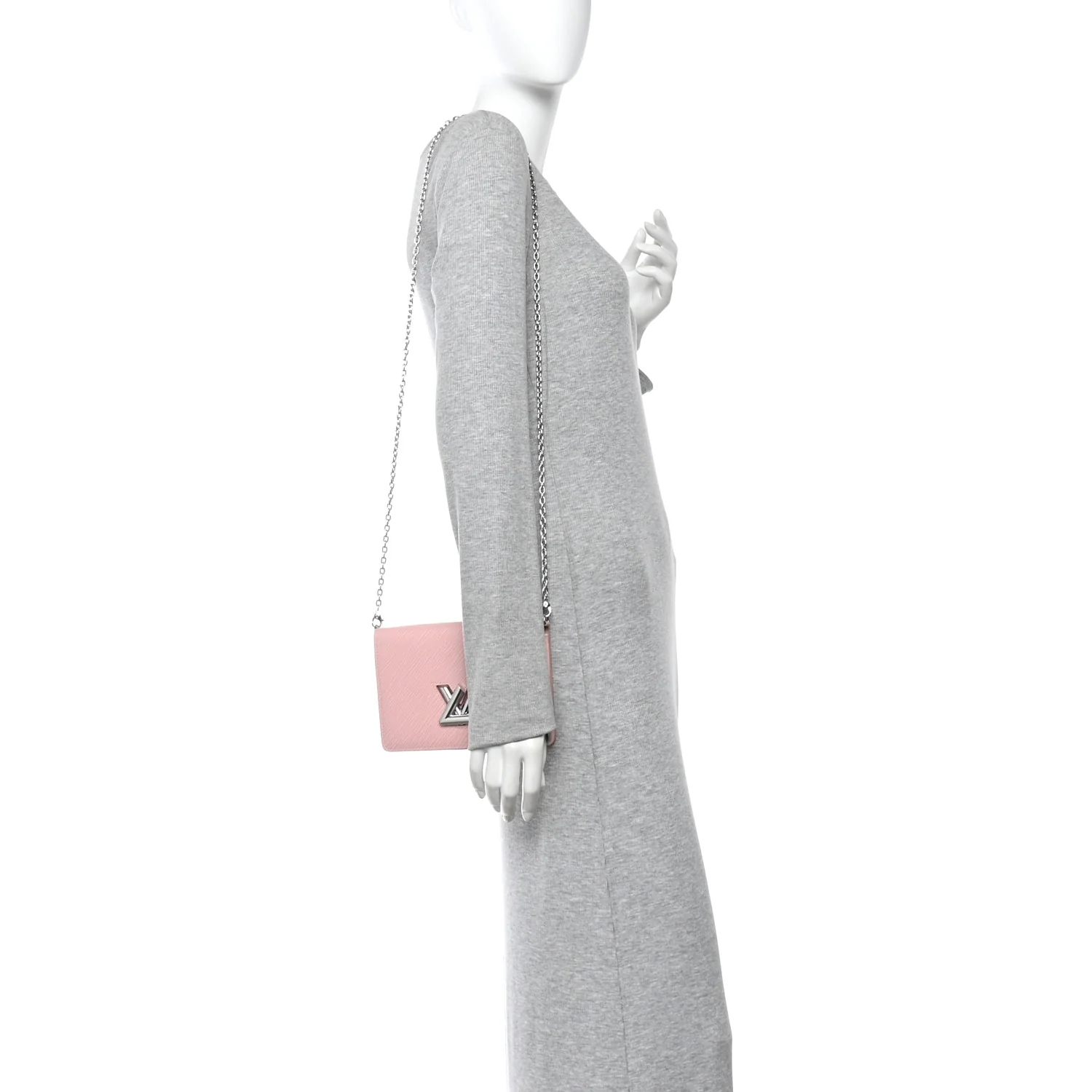 Epi Twist Belt Chain Wallet Rose Ballerine