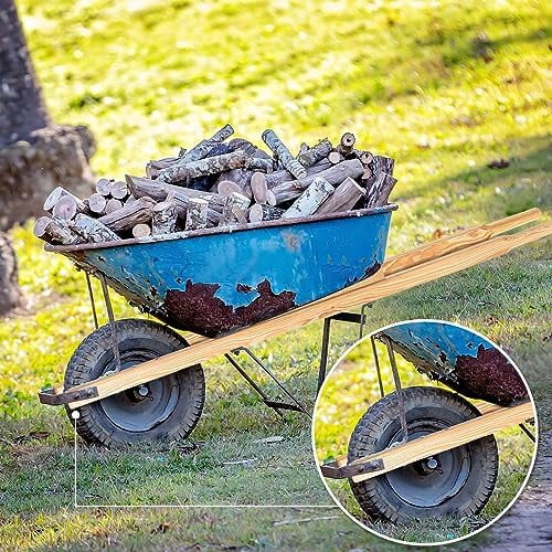 Wheel Barrow Handles Wood Replacement 59'' Wheelbarrow Handles Kit with 2 Wheelbarrow Wedge Heavy Duty Wood with Tough Seal Coat and Pre Drilled Holes for Wheelbarrows, Easy Install - Image 6