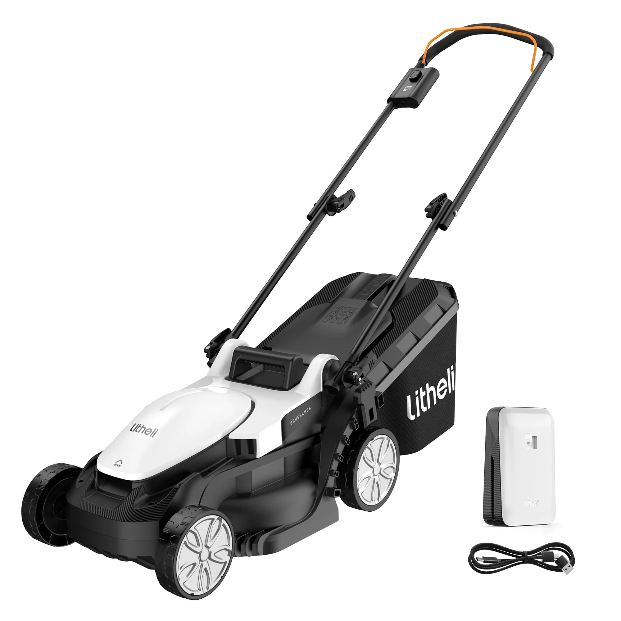 Litheli Cordless Lawn Mower 13 in, 5 Heights Adjustment, U20 Series 20V Electric Lawn Mowers for Garden with Brushless Motor, 4.0ah Portable Battery Included