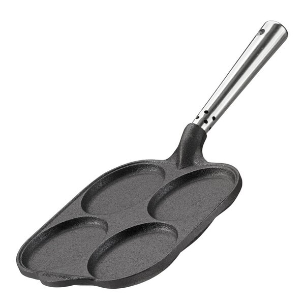 Professional egg-og bilinipanne med rustfritt stål håndtak 20 cm støpejern