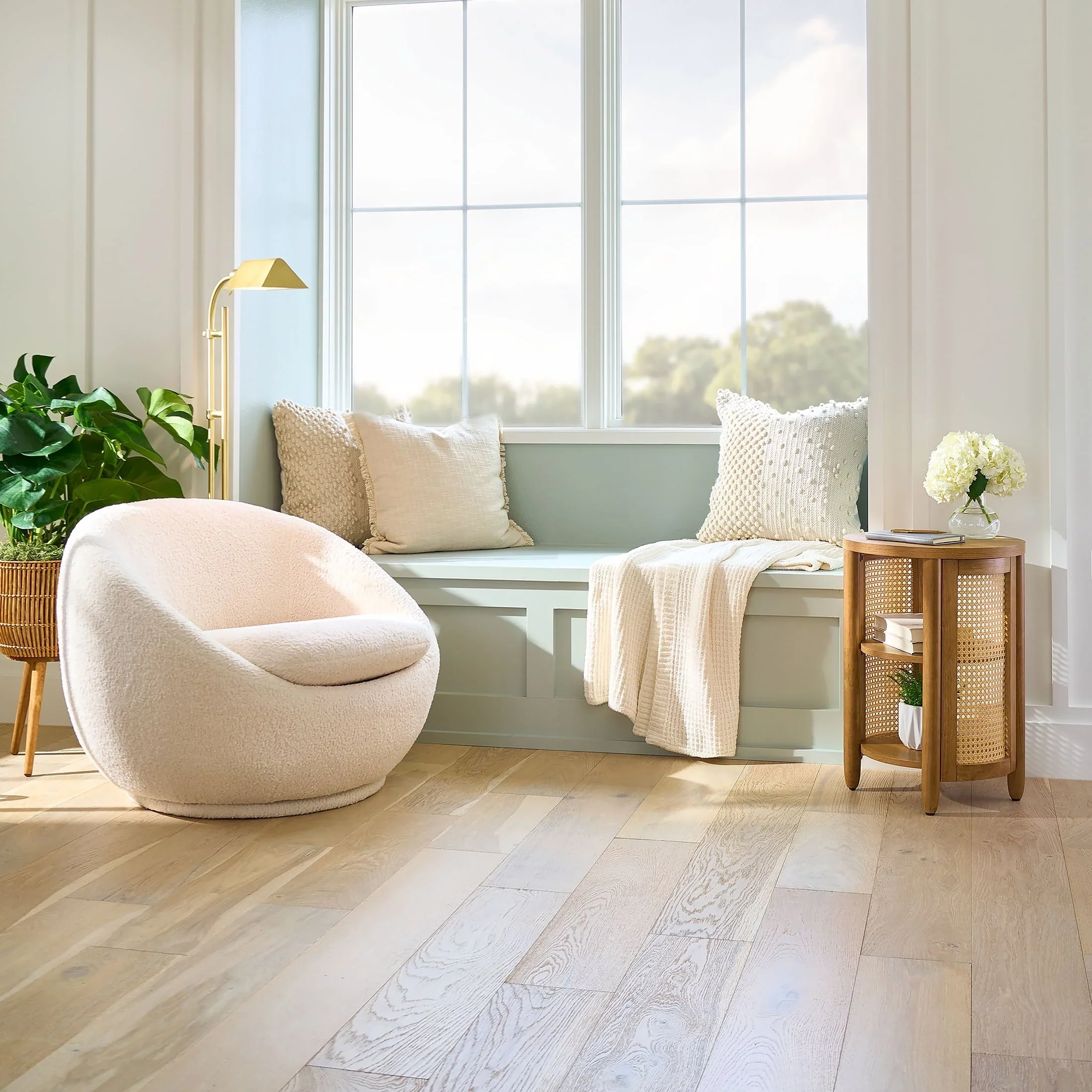 Better Homes & Gardens Mira Swivel Chair, Cream