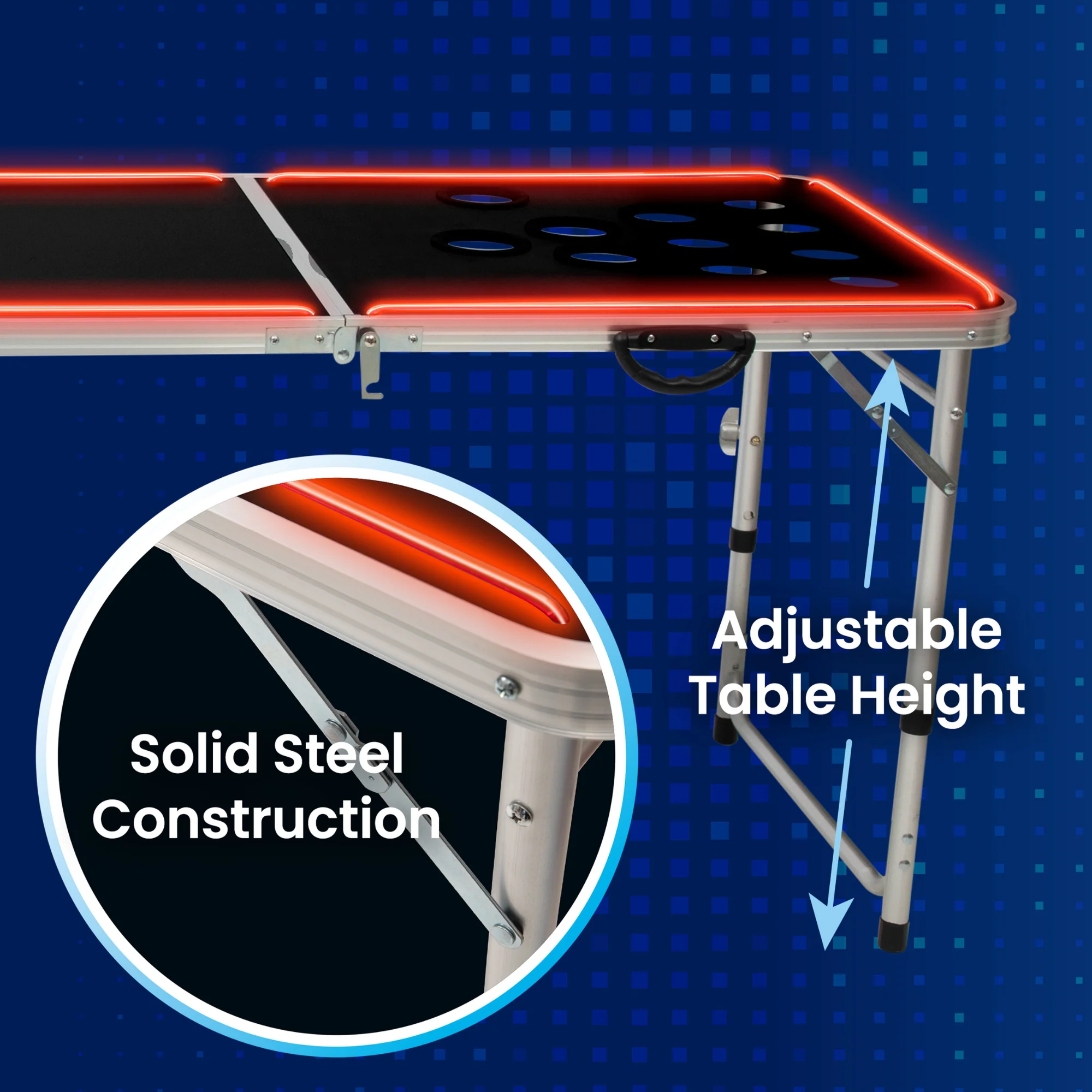 LED Portable Pong Table, Folding Party Game Set for Tailgating and Outdoors, 8-Foot Length - Image 6