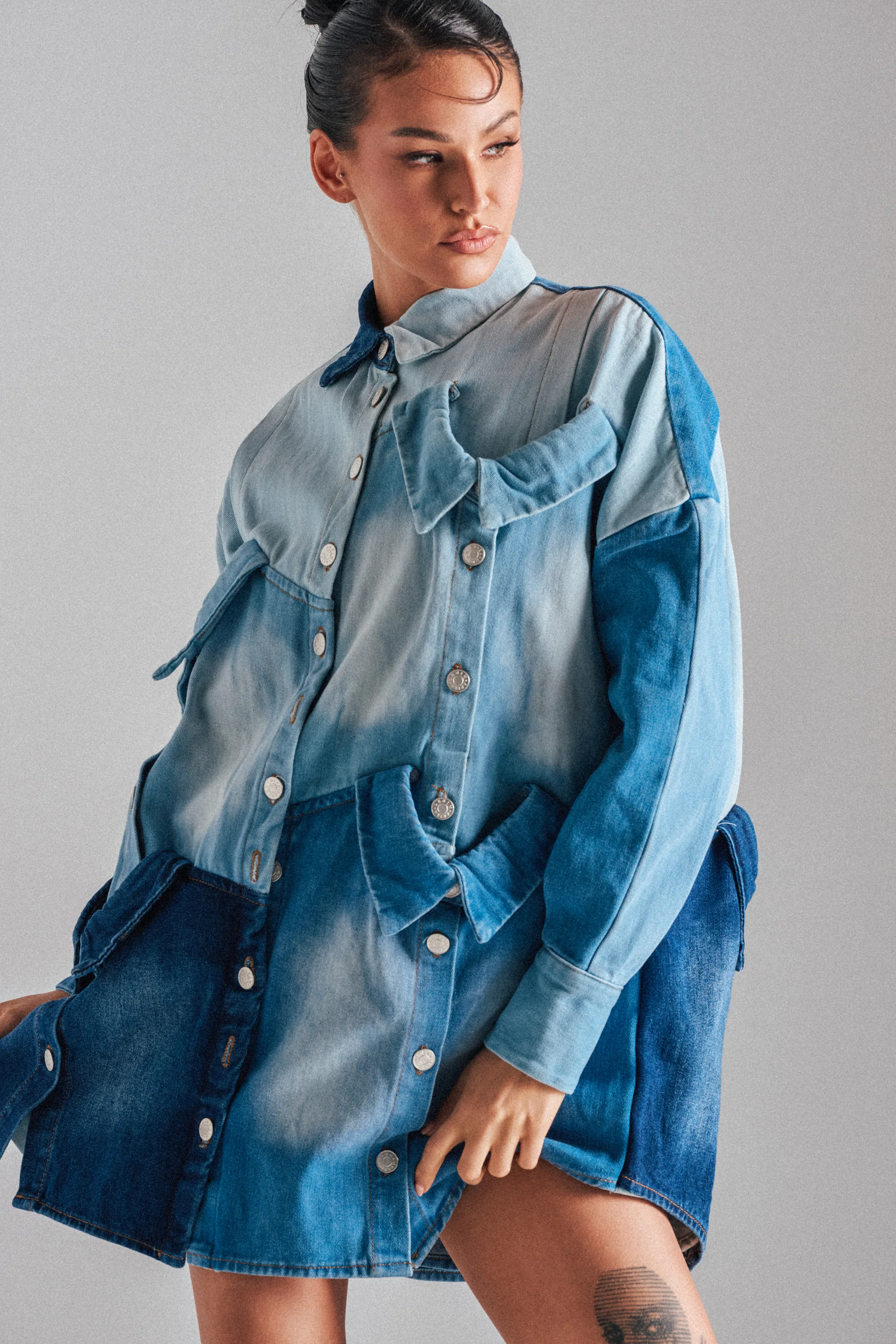 MONDAY BLUES DENIM MINI DRESS - Akira Store