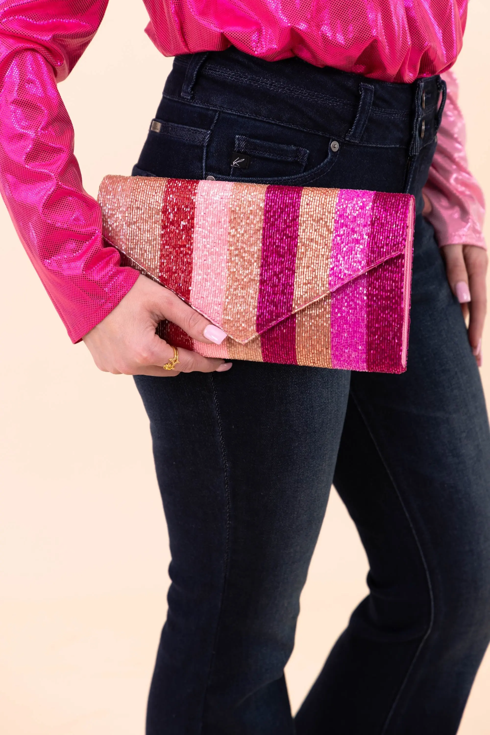 Stripe Pink Clutch