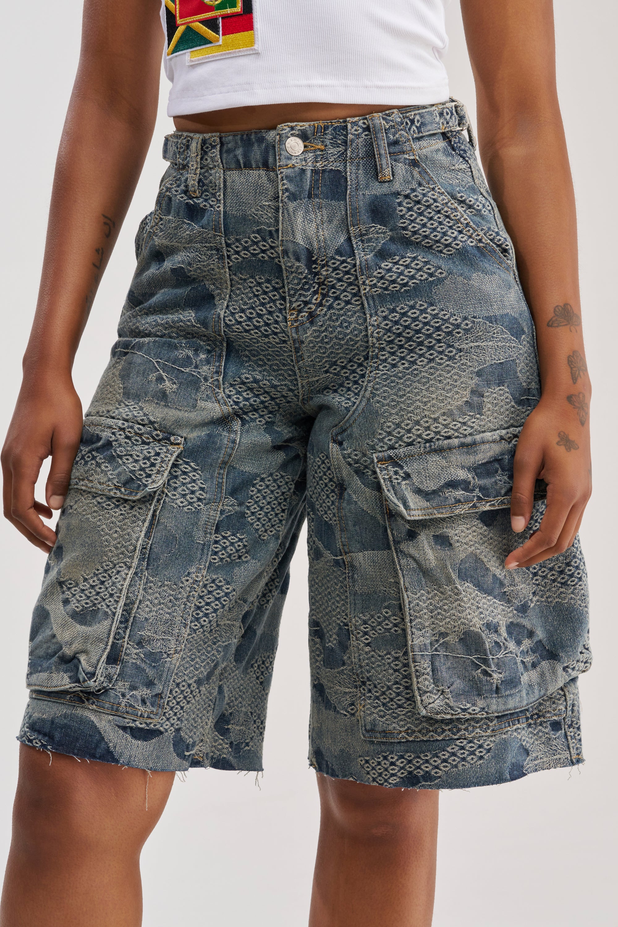 I THINK YOU WANNA KNOW DENIM CARGO BERMUDA - Akira Store