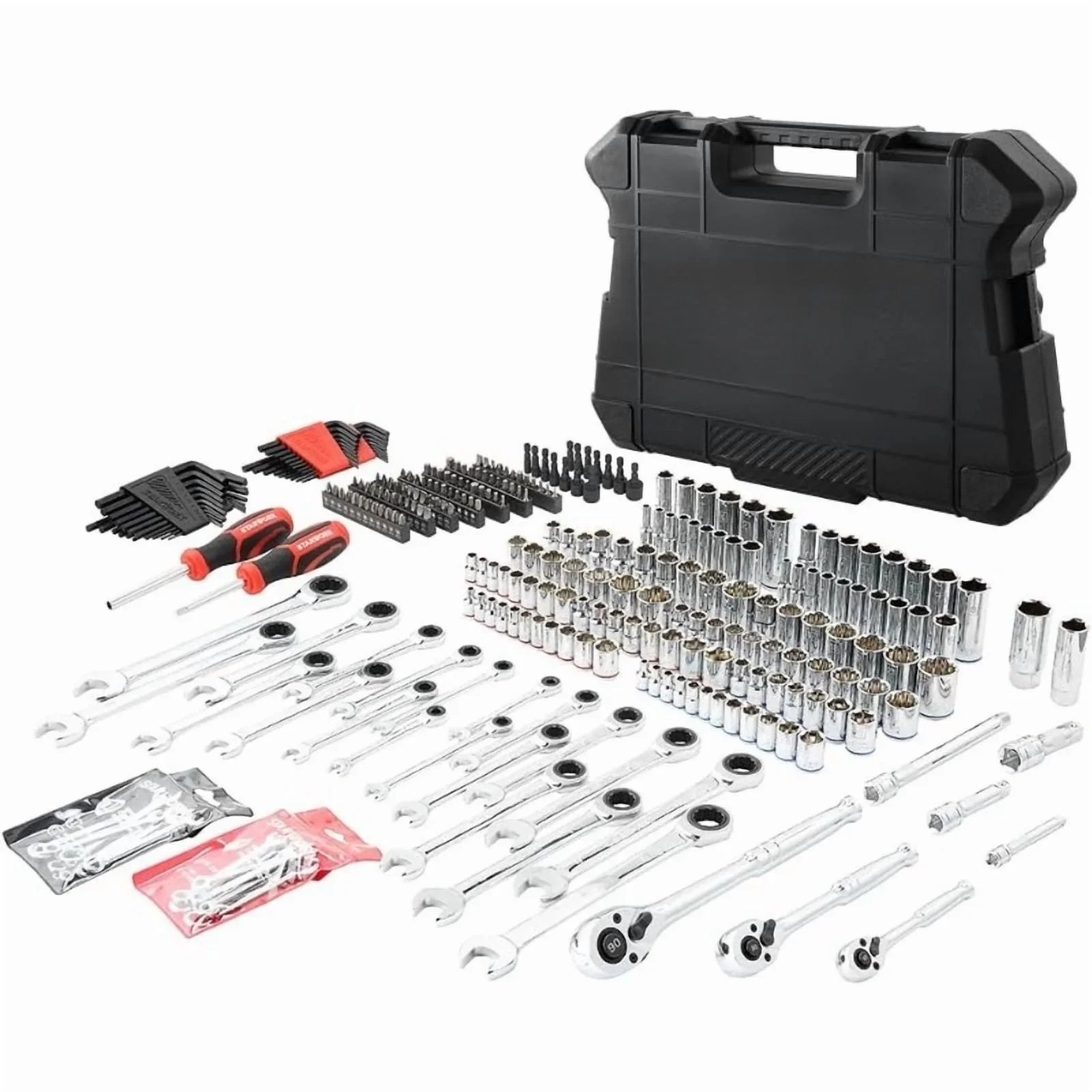 Tool Box 303-Piece Mechanics Tool Set and Socket Set, Professional, SAE/Metric