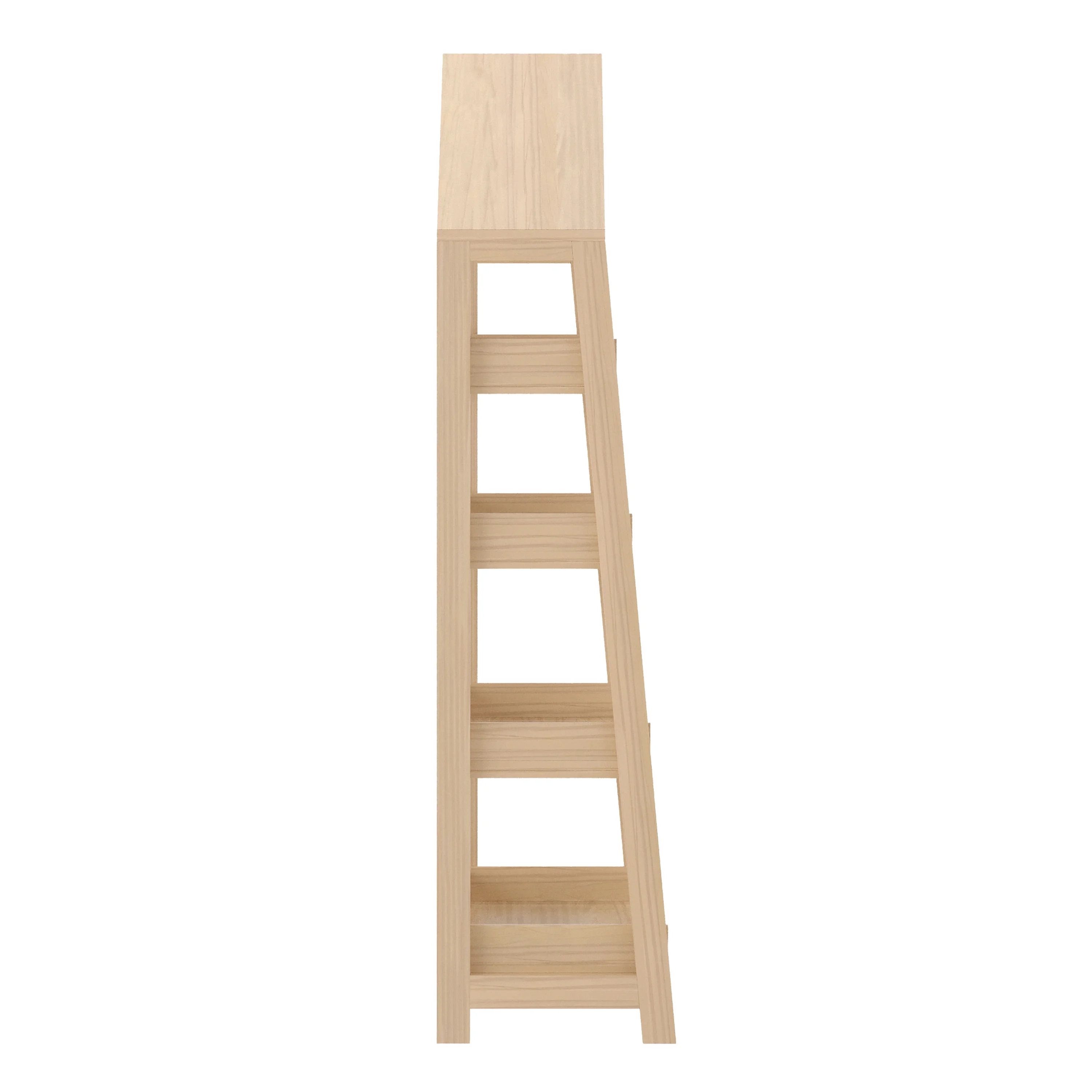 Kids Open-Style Wooden Bookshelf with 4 Shelves and Covered Triangular Top, Natural(Natural) - Image 8