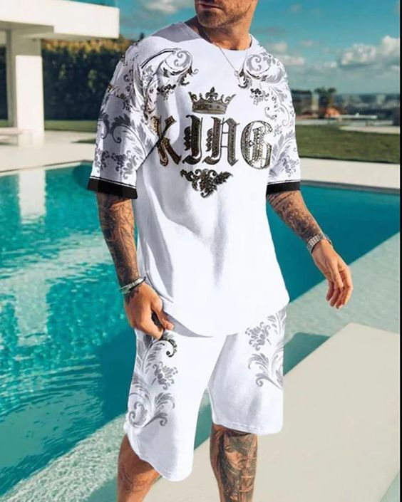 Costume short imprimé King pour homme Suitmens