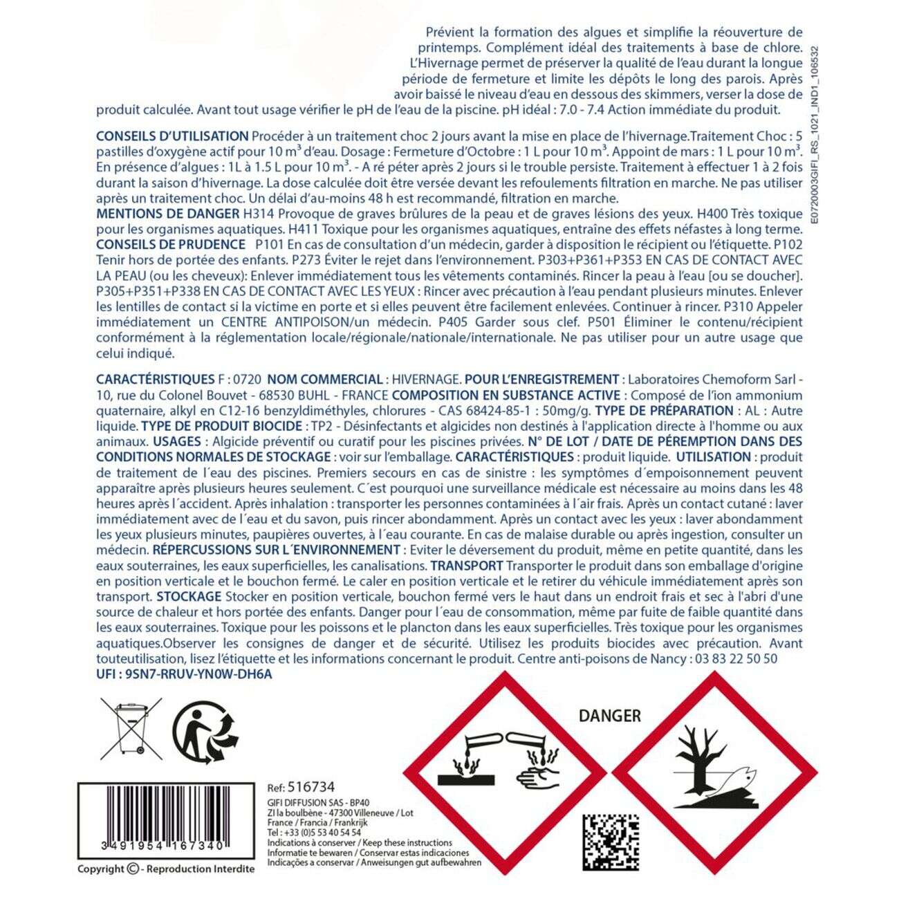 Liquide d'hivernage pour piscine 3L