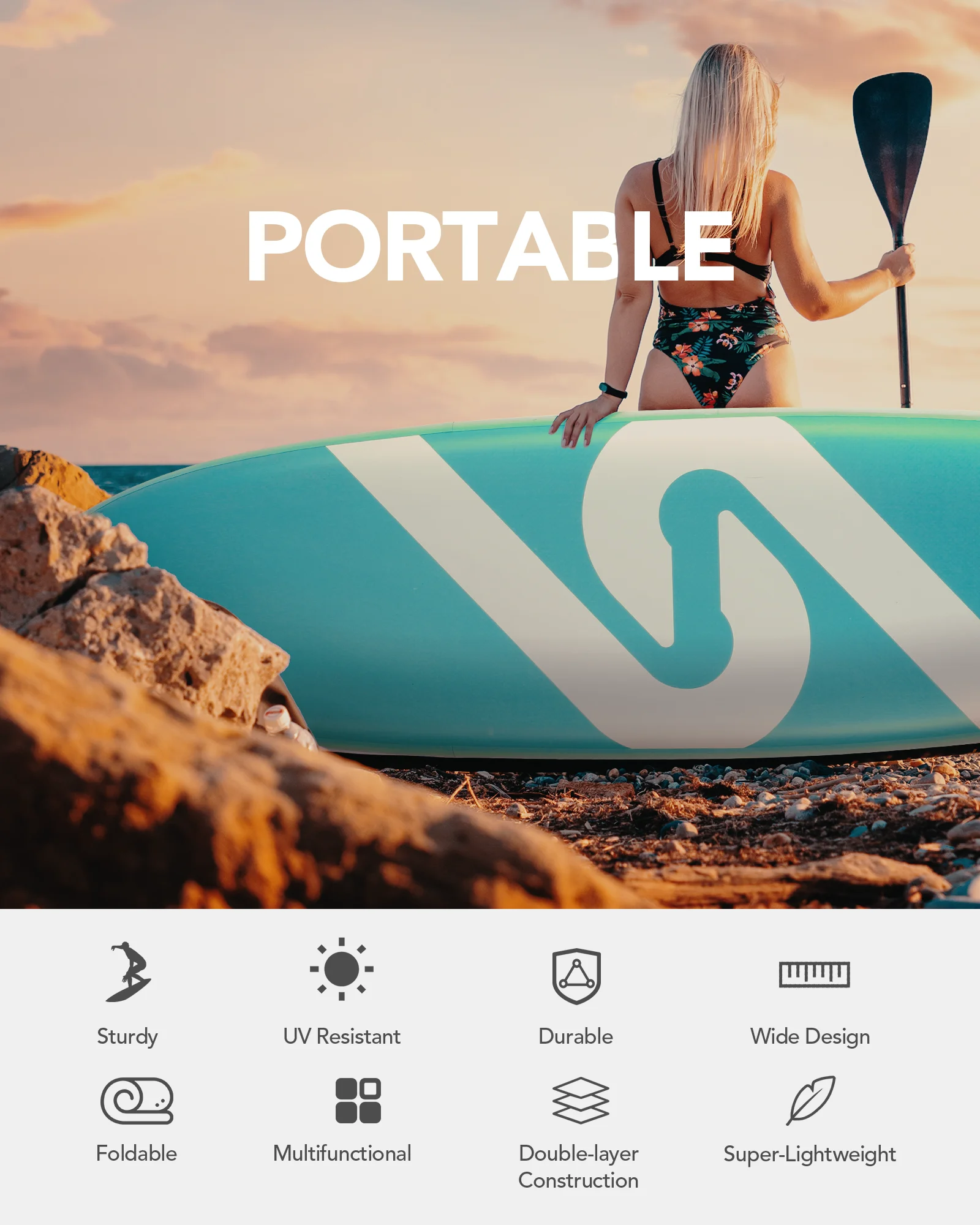 Inflatable Paddle Board 10FT Stand up Paddle Board 10' SUP 6 in.Thick Board Carry Bag Fast Pumping Green(Green) - Image 5